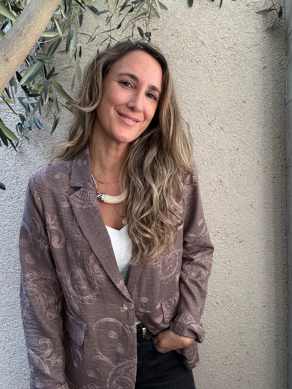 Blazer bordado moro/malva