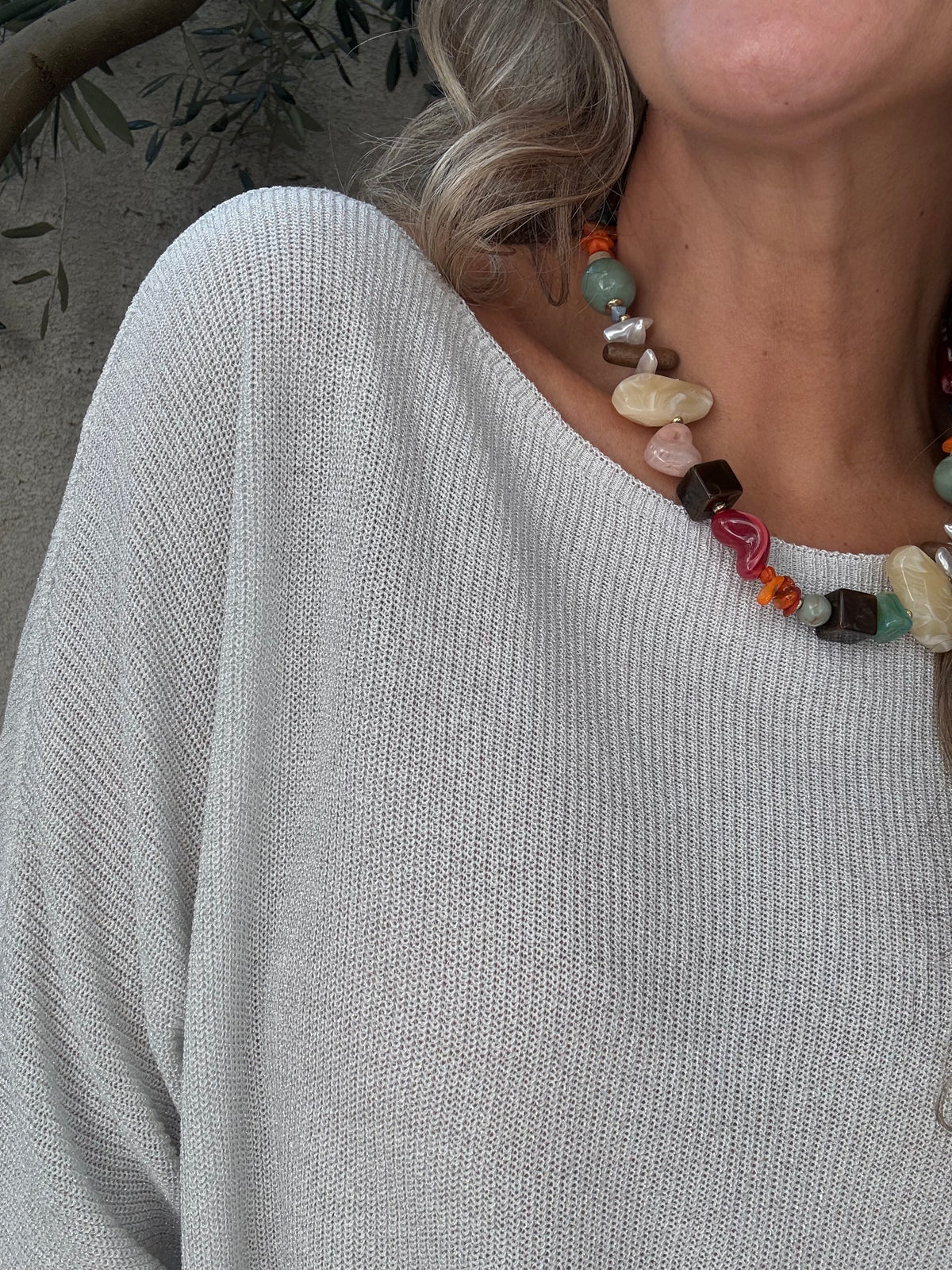 Chalequito lurex hilo perla