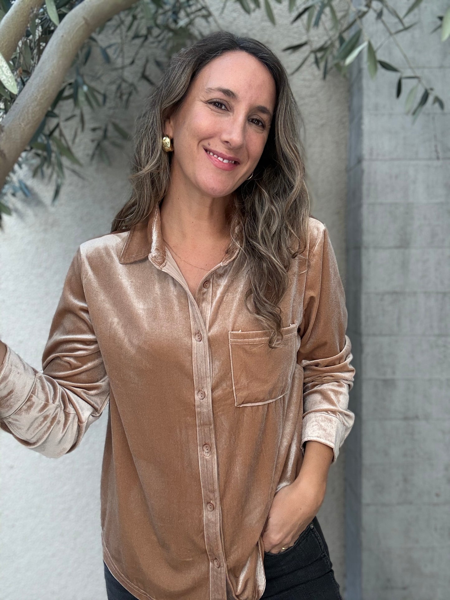 Blusa Terciopelo beige