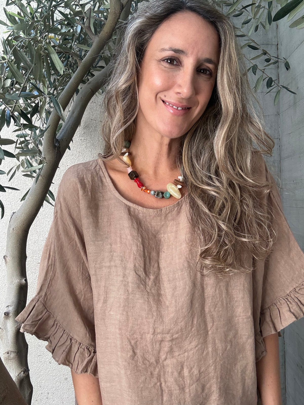 Blusa lino Salamanca café