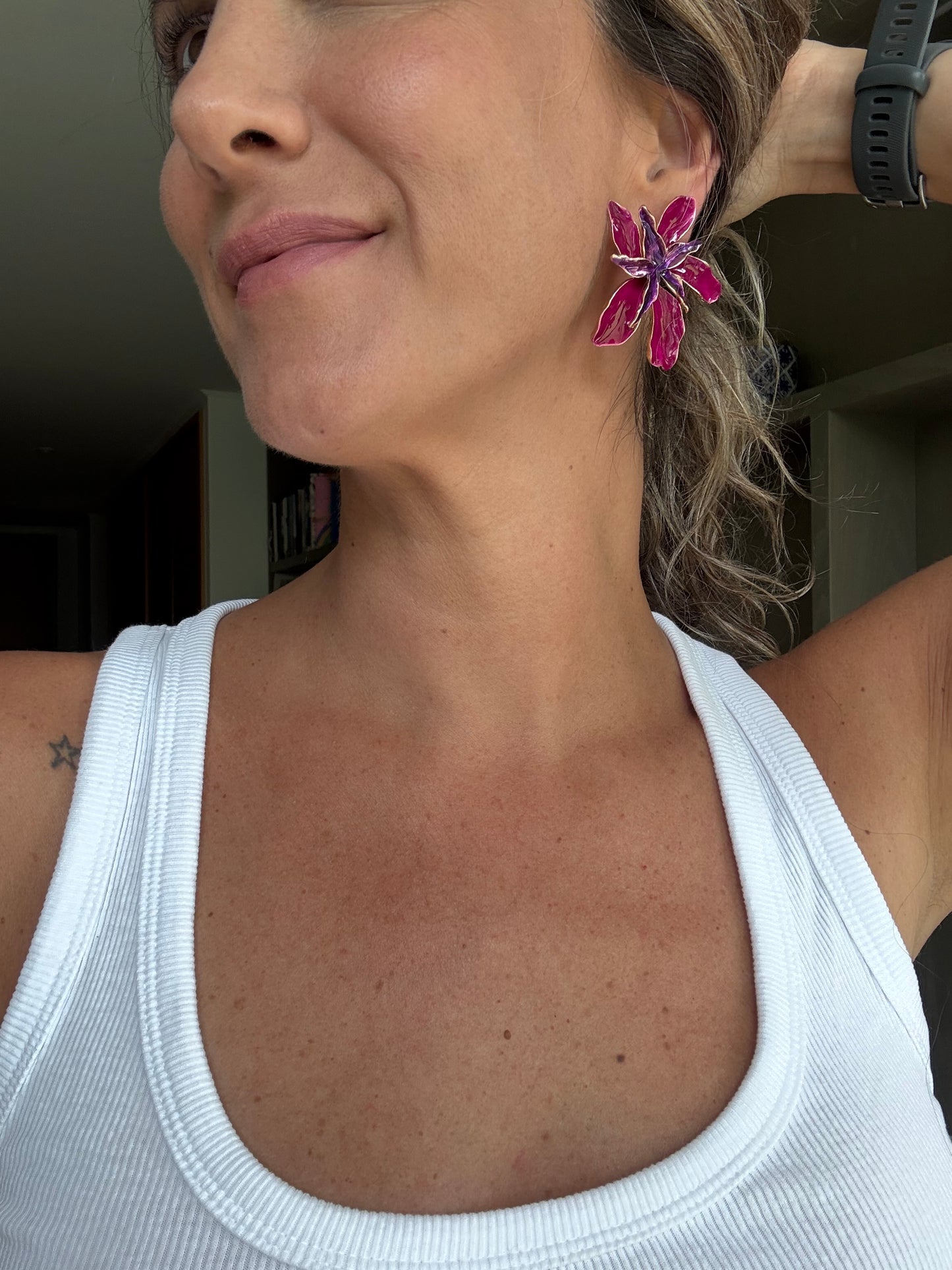 Aros Maxxi Flor fucsia