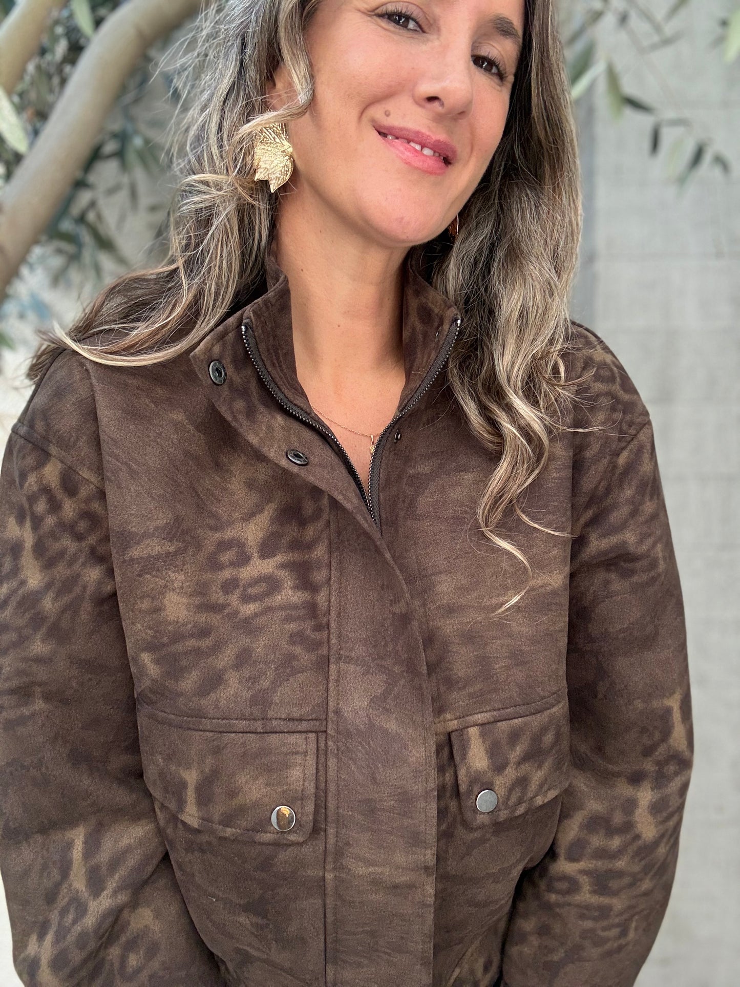 Chaqueta Toledo print café verdoso