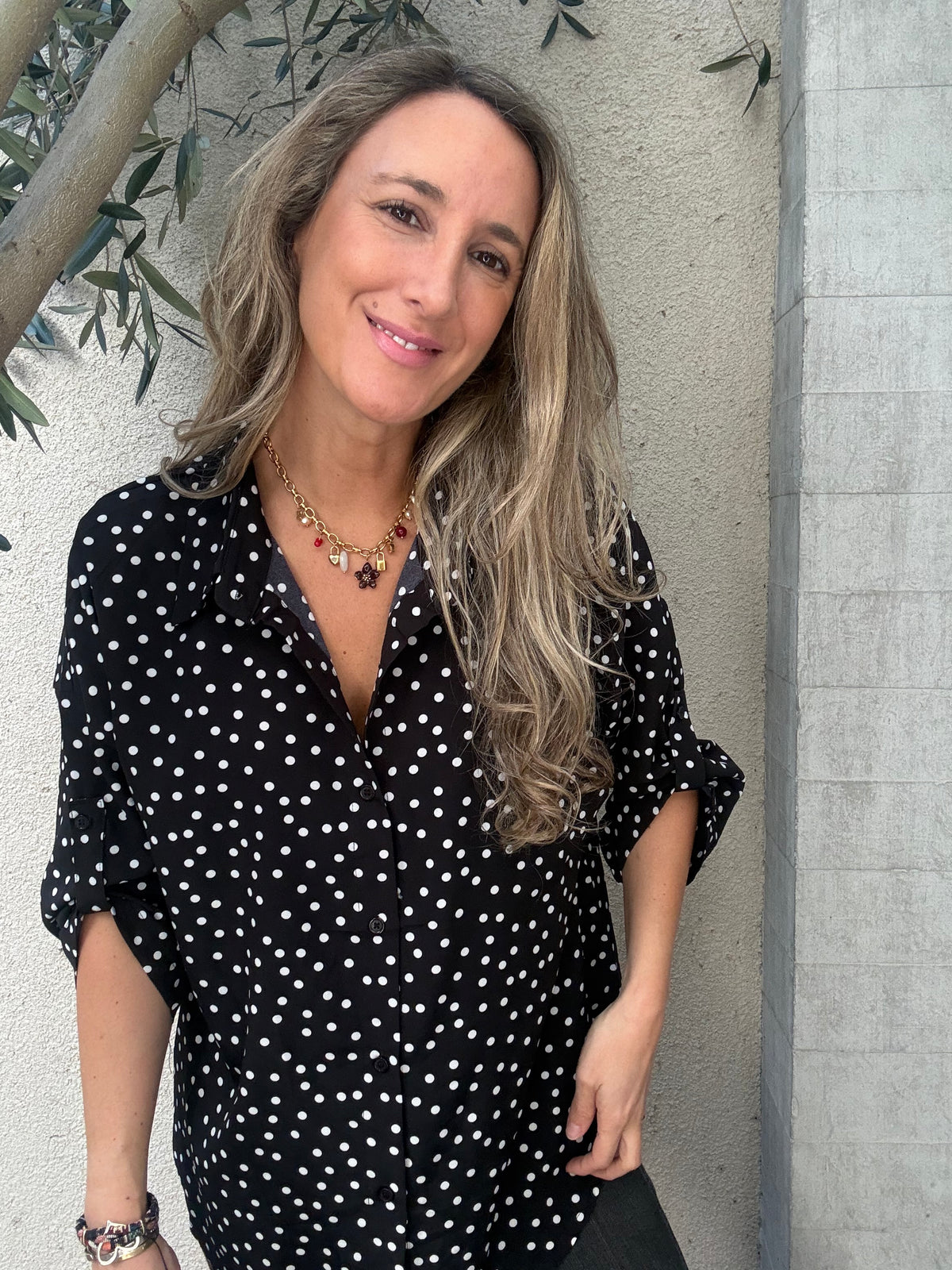 Blusa new lunares negra