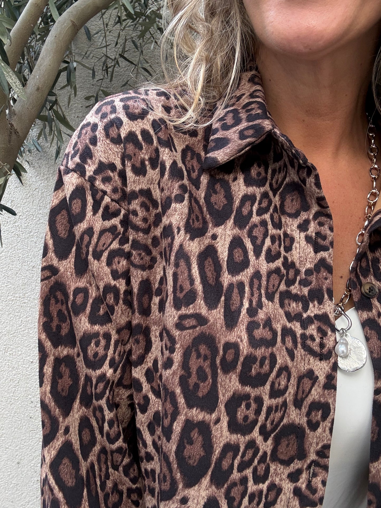 Blusa suede print camel
