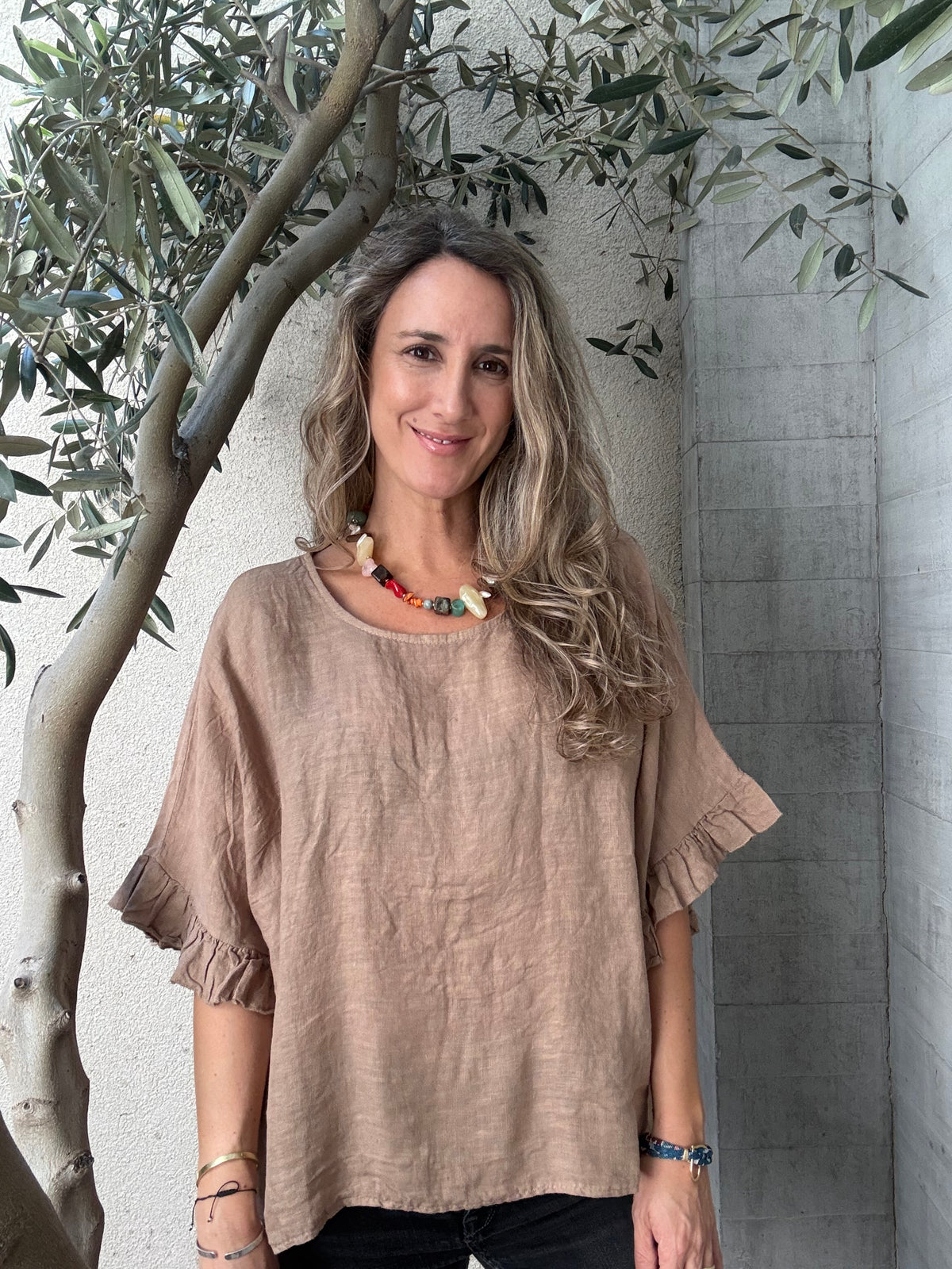 Blusa lino Salamanca café