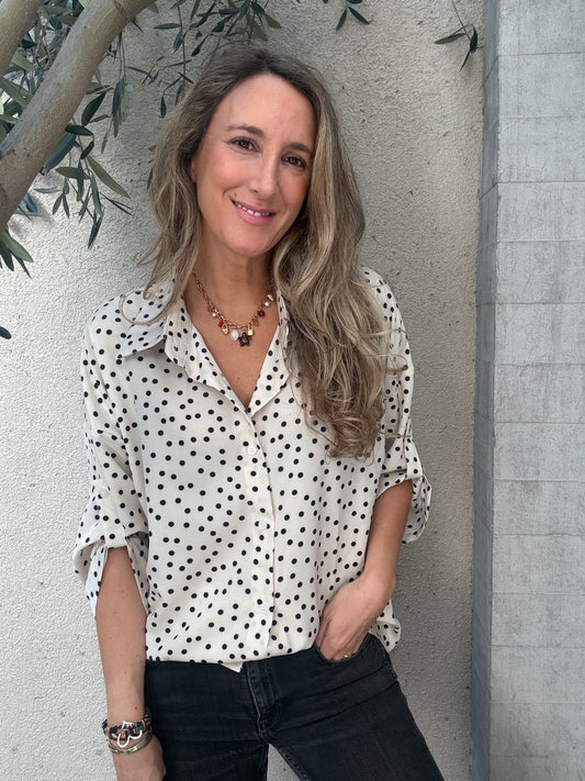 Blusa new lunares beige