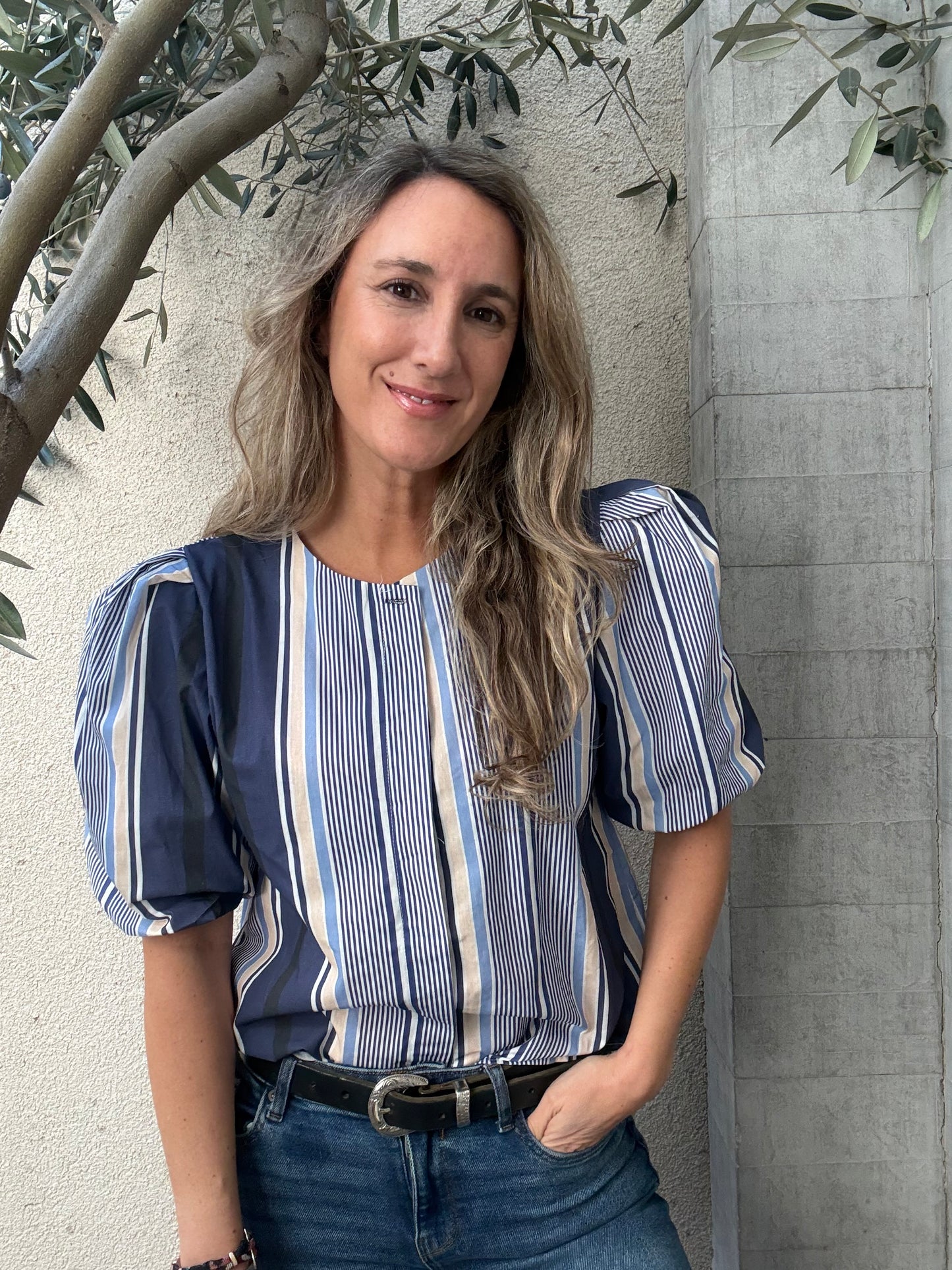 Blusa rayas azul