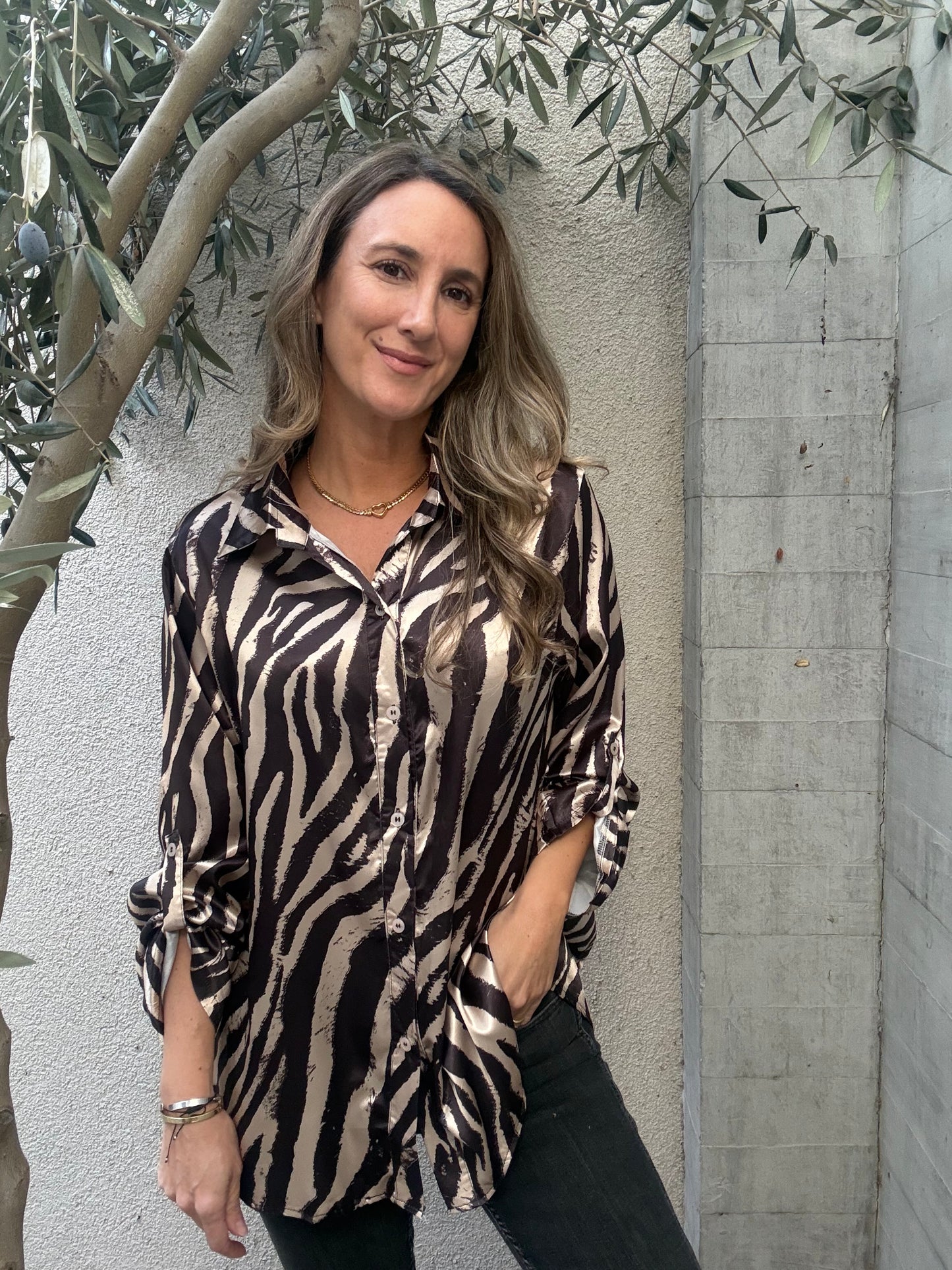 Blusa cebra beige