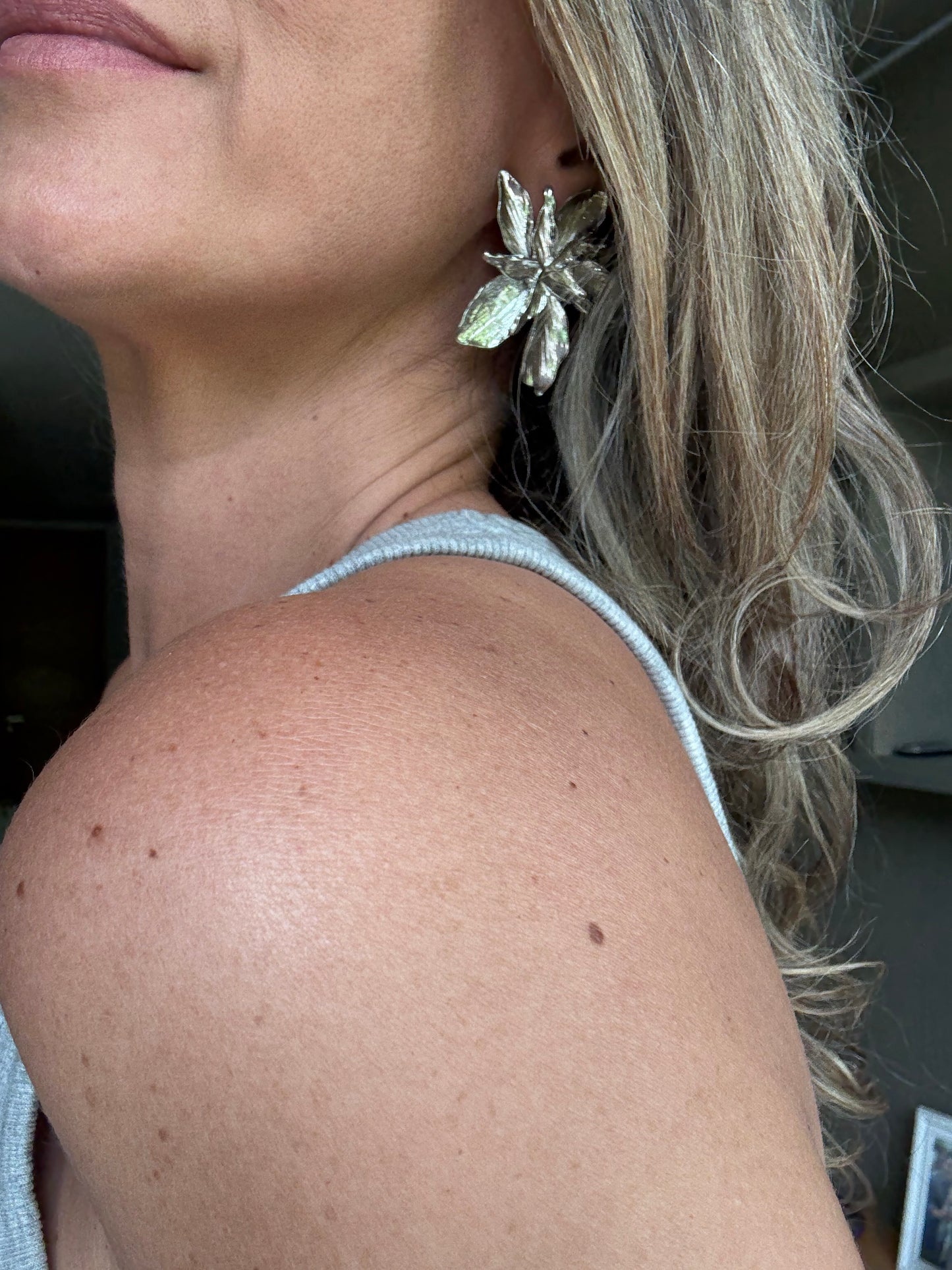 Aros Maxxi Flor plateados