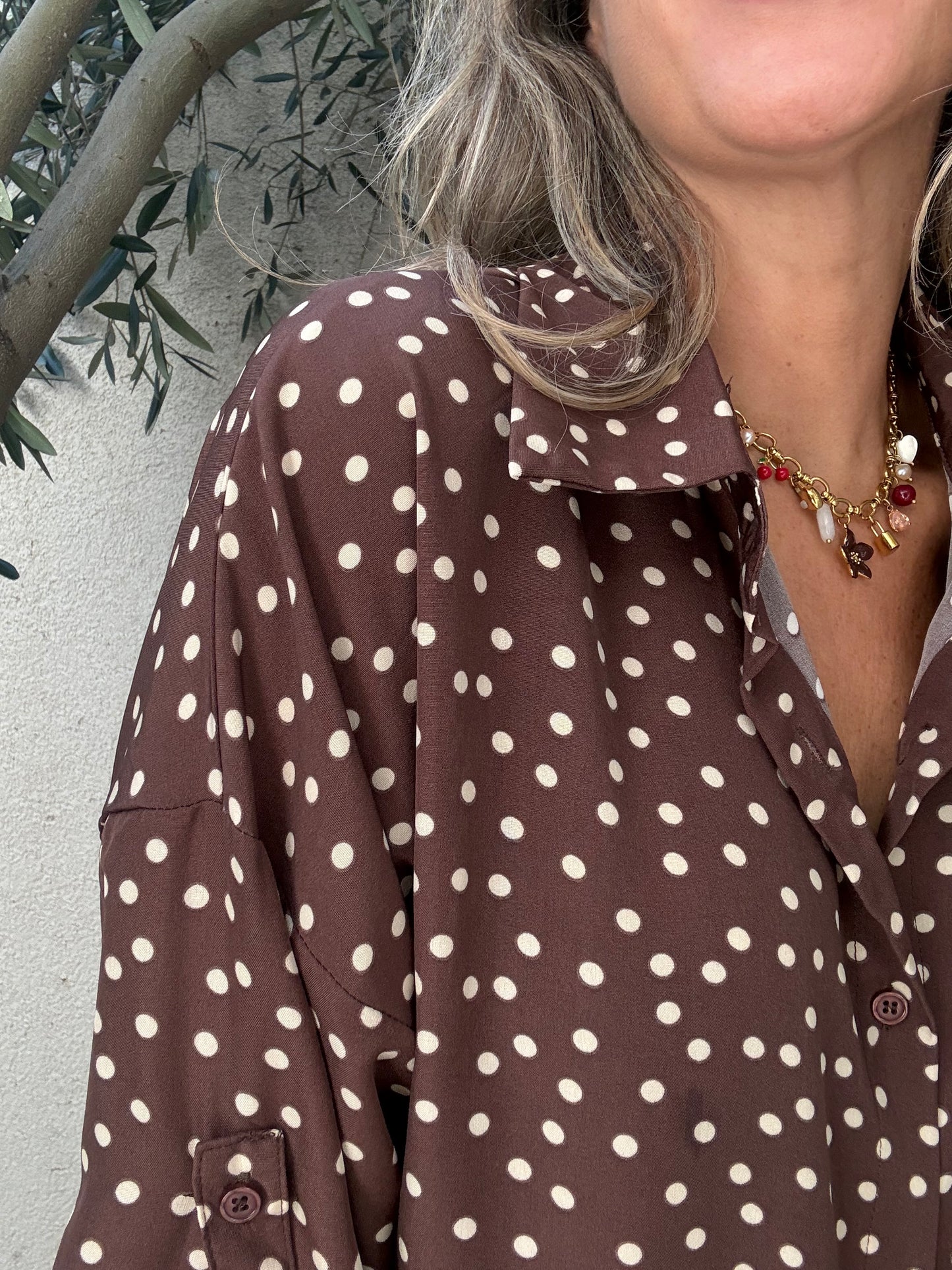 Blusa new lunares café
