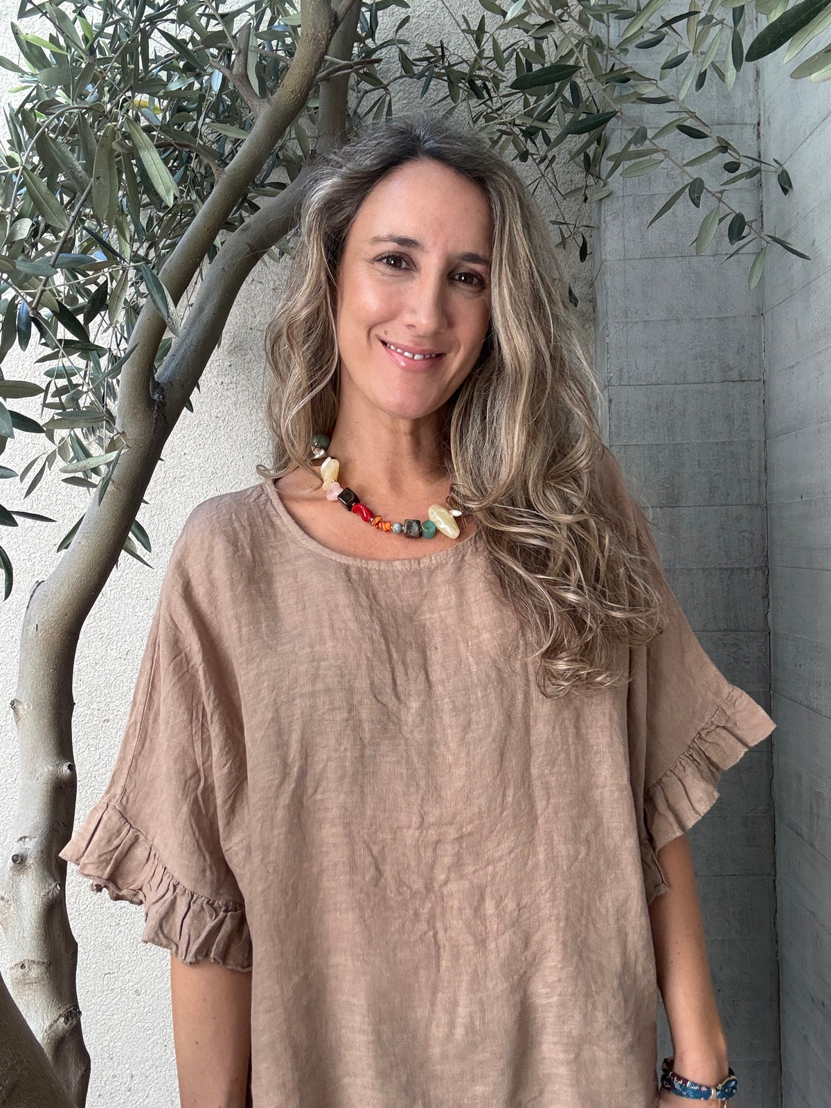 Blusa lino Salamanca café