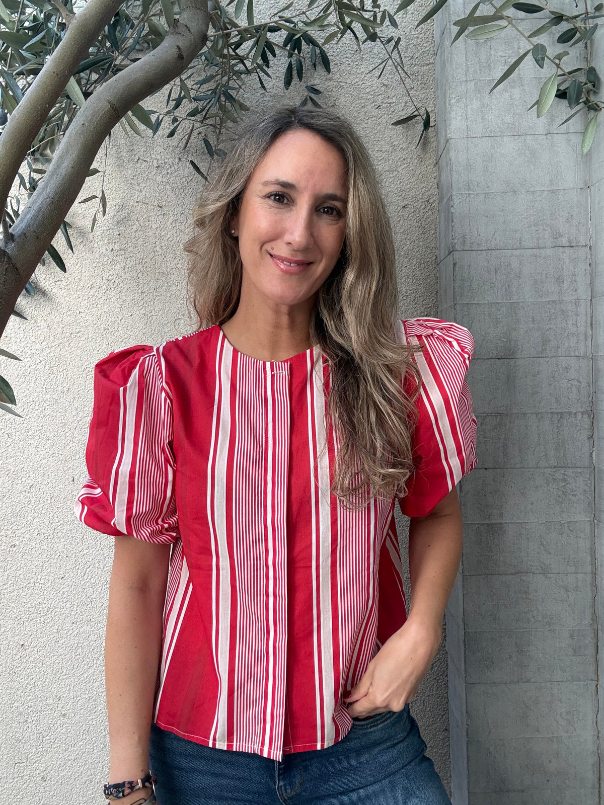 Blusa rayas roja