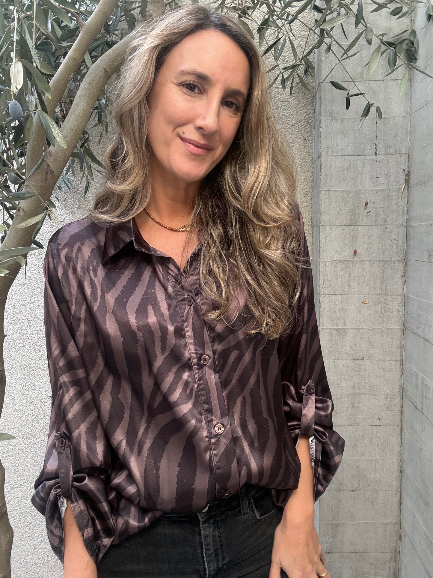 Blusa cebra gris morado