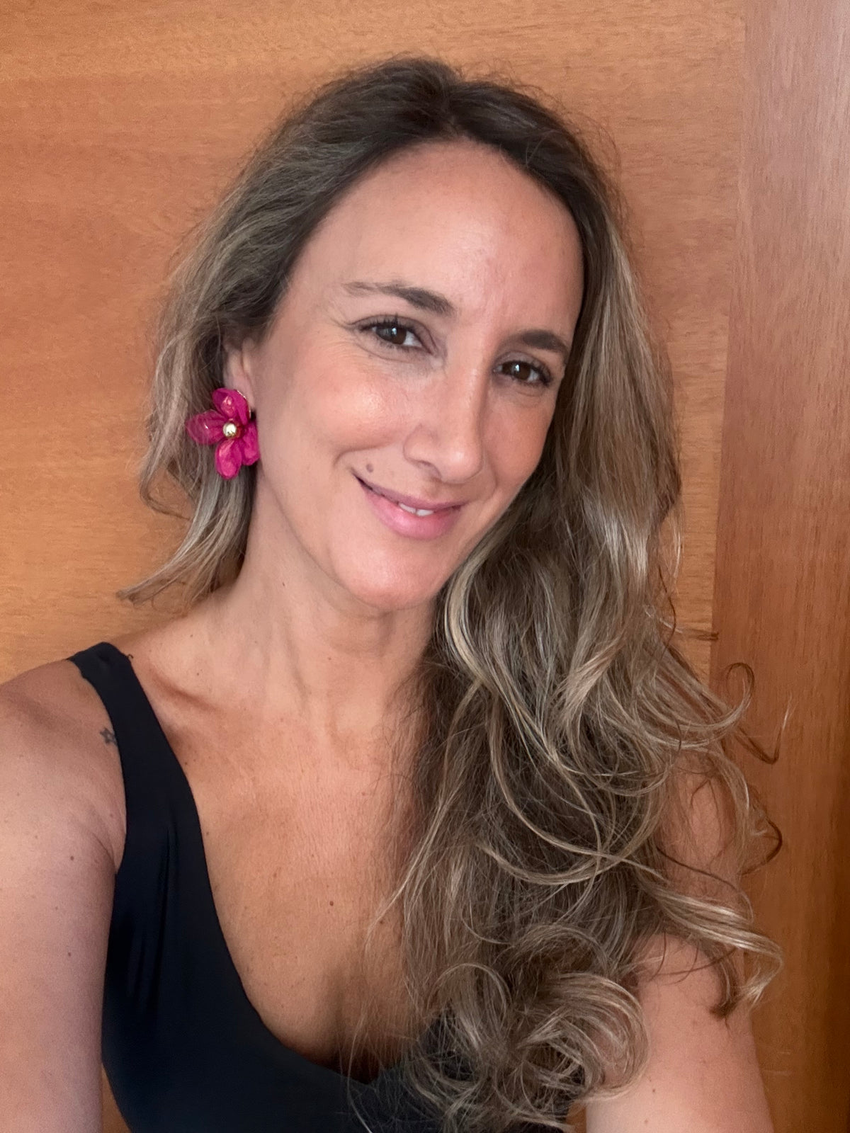 Aros Super flores fucsia