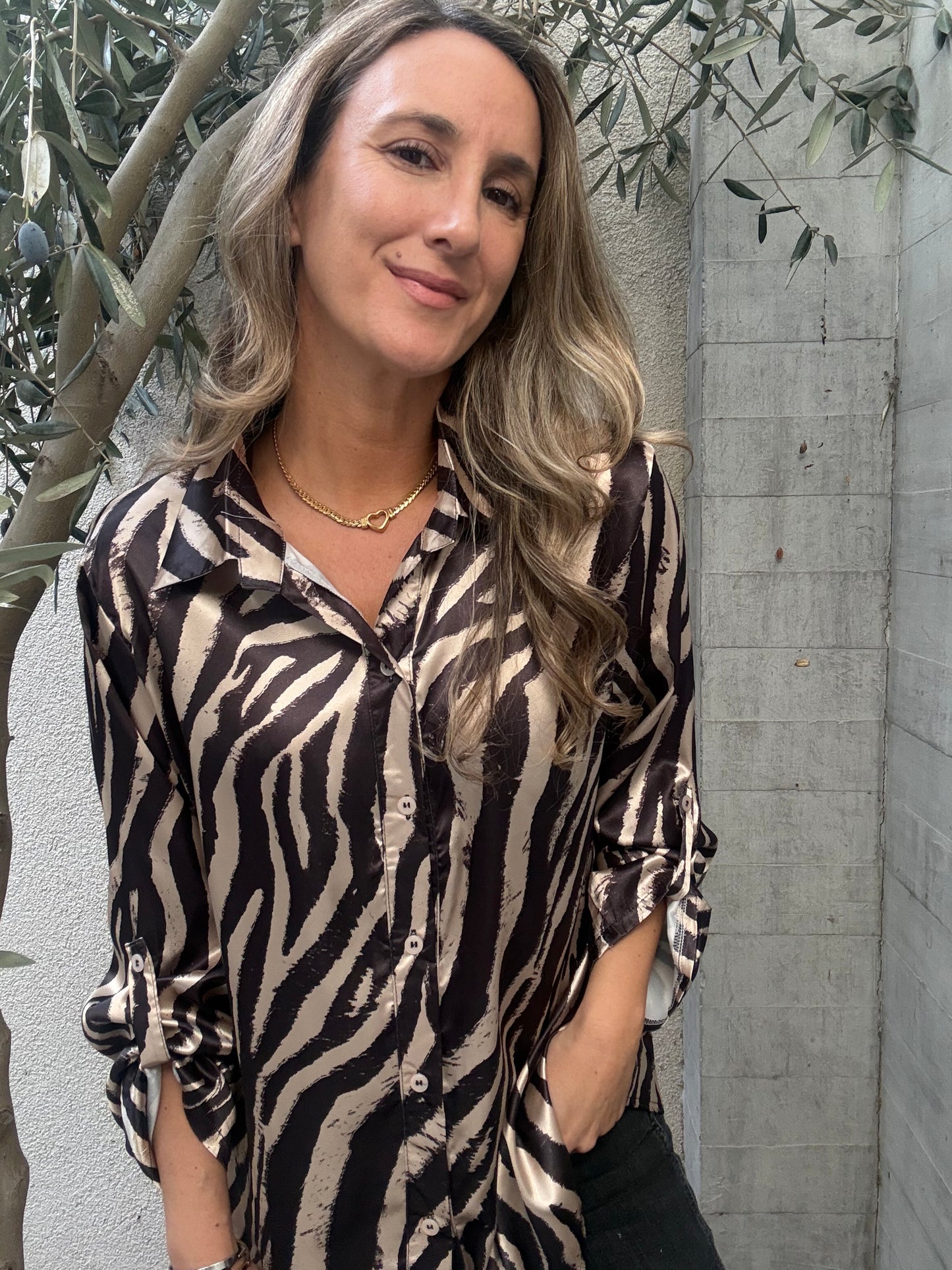 Blusa cebra beige