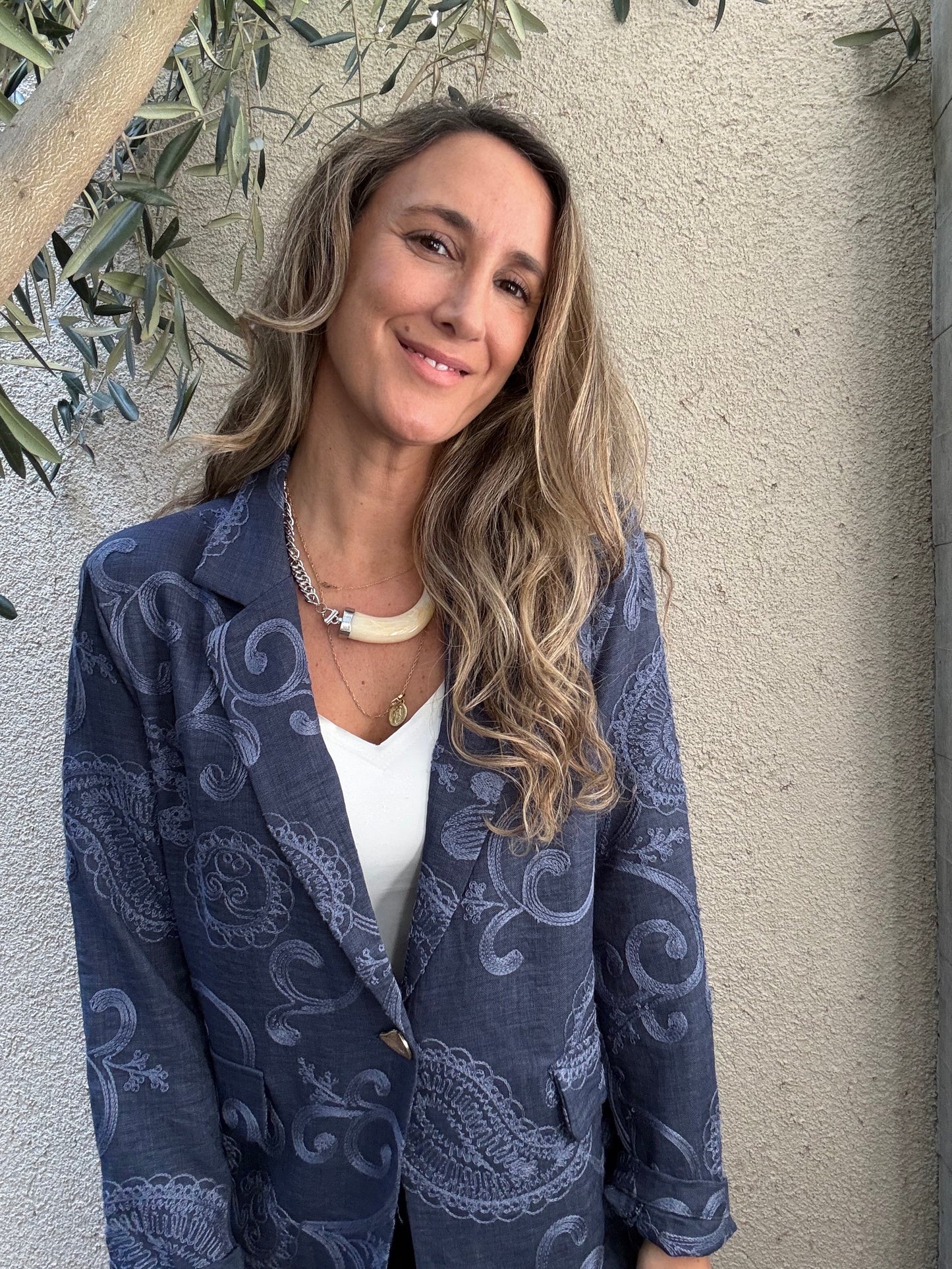 Blazer bordado azul