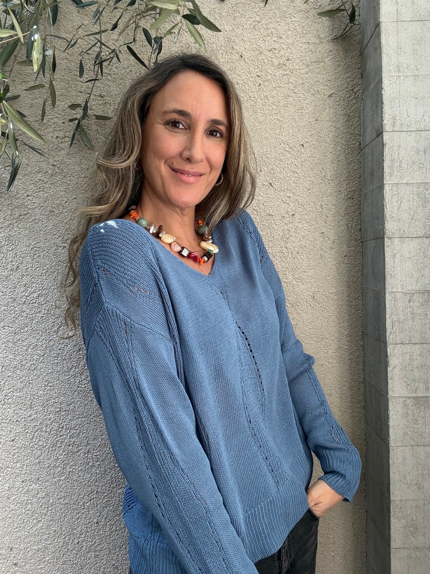 Polera granada azulado