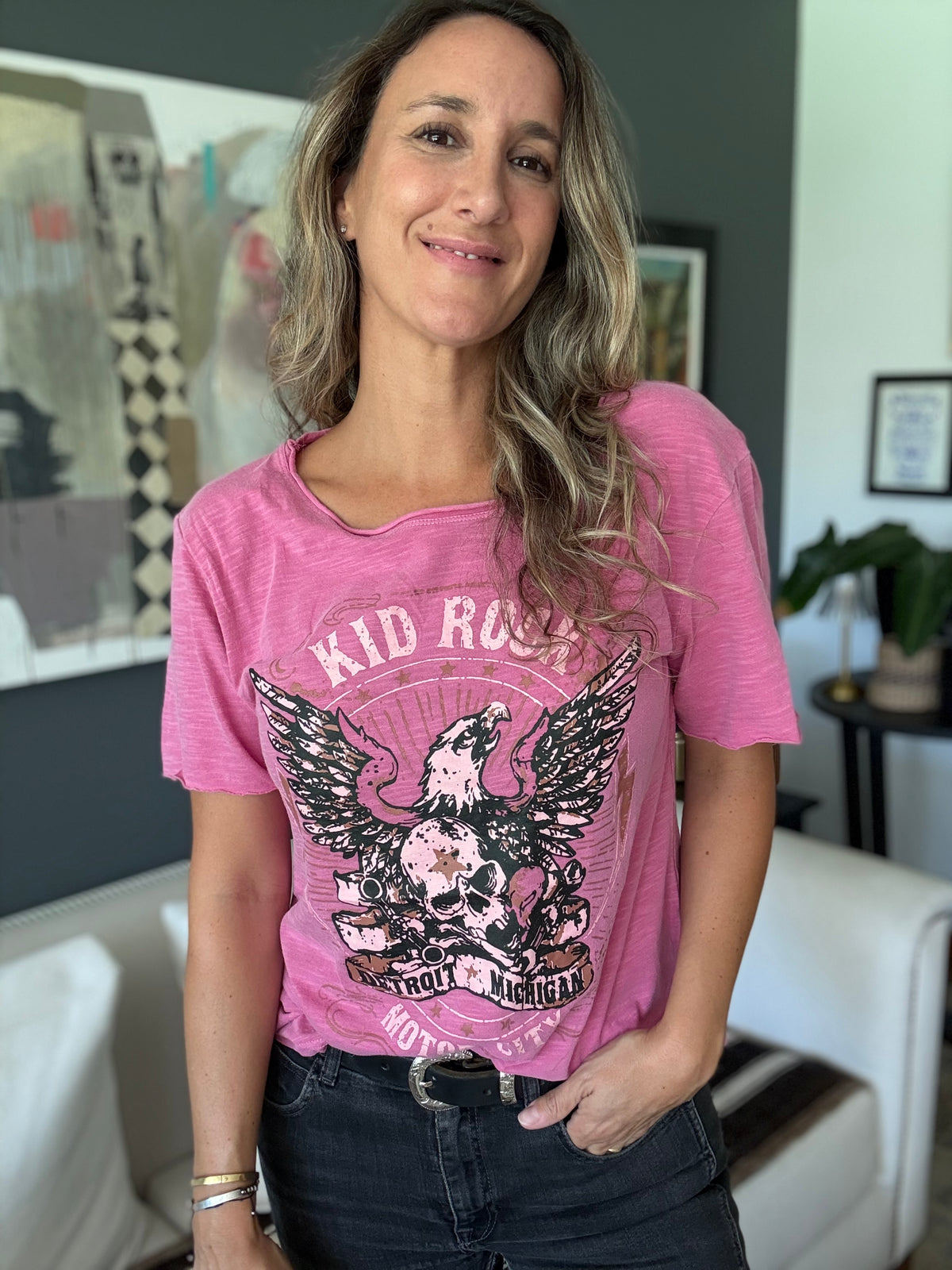 Polera rock fucsia