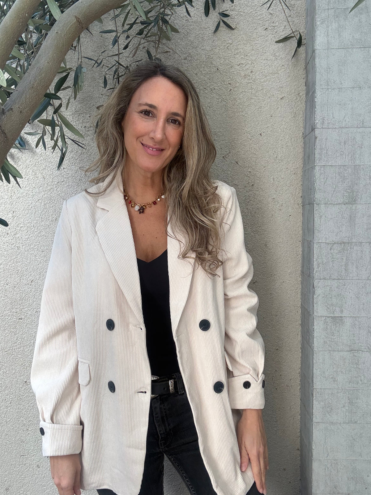 Blazer cotele crudo