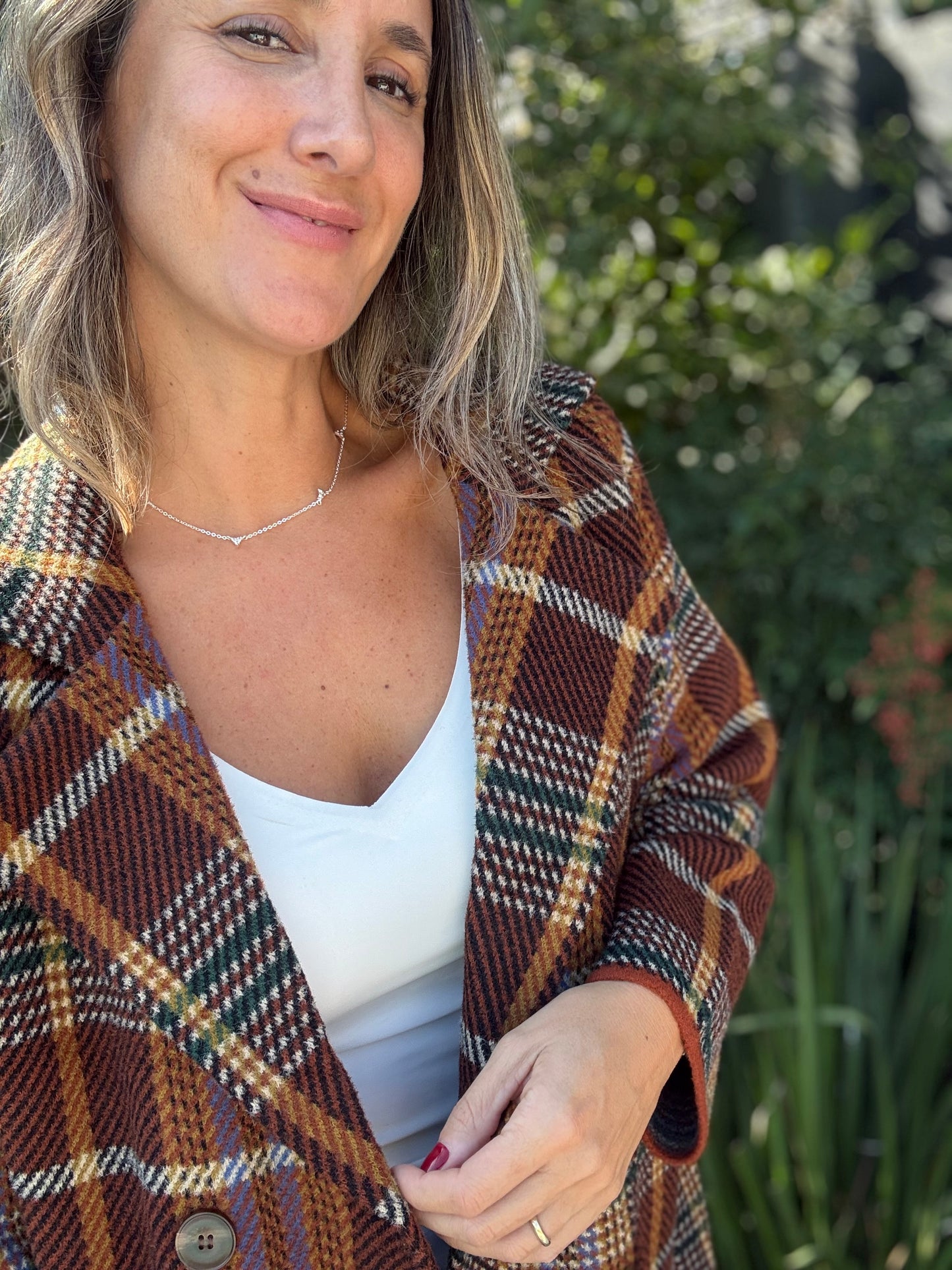 Chaqueta escocesa ladrillo