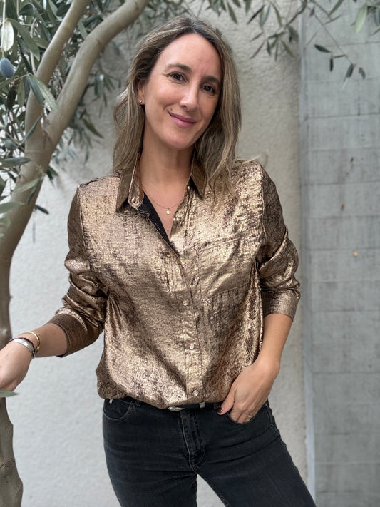 Blusa metalizada cobre