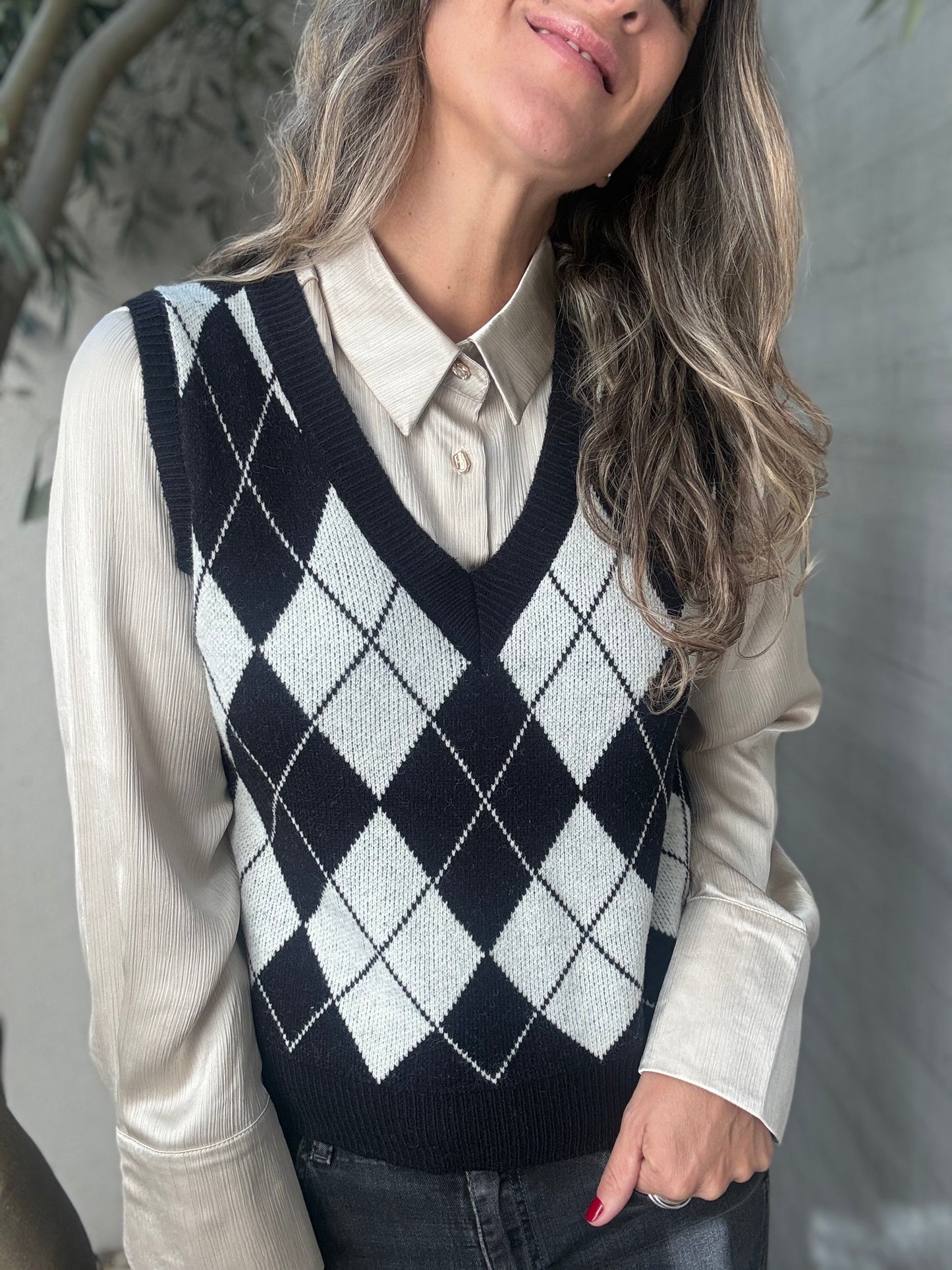Sweater sin manga rombo