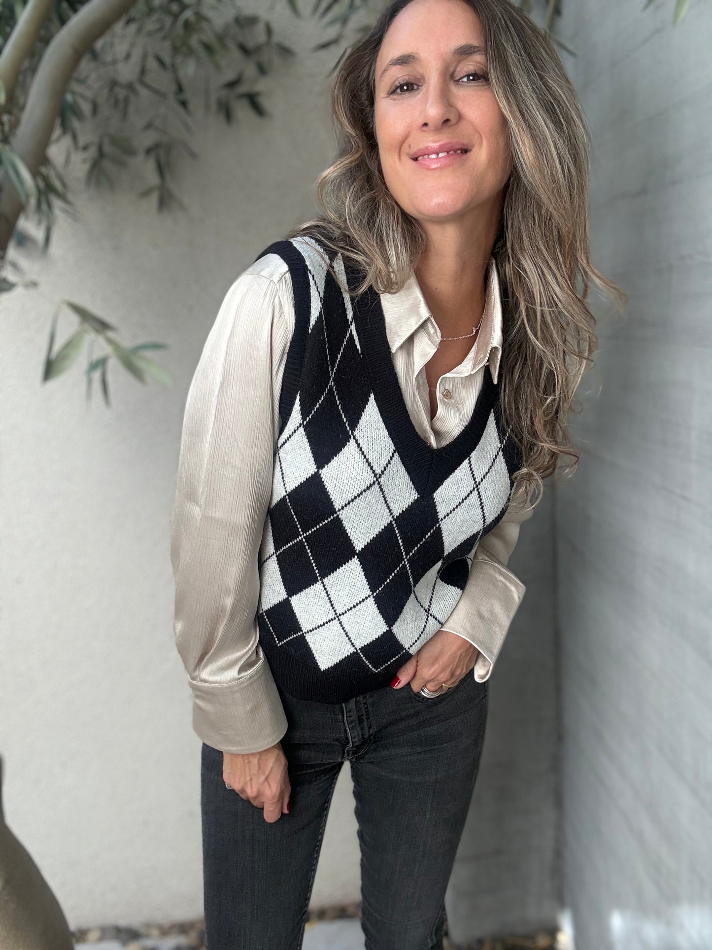 Sweater sin manga rombo