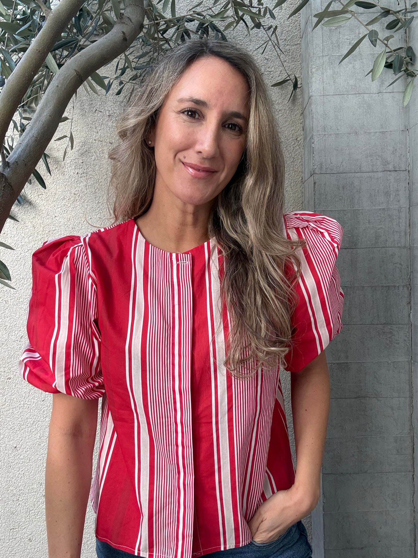 Blusa rayas roja