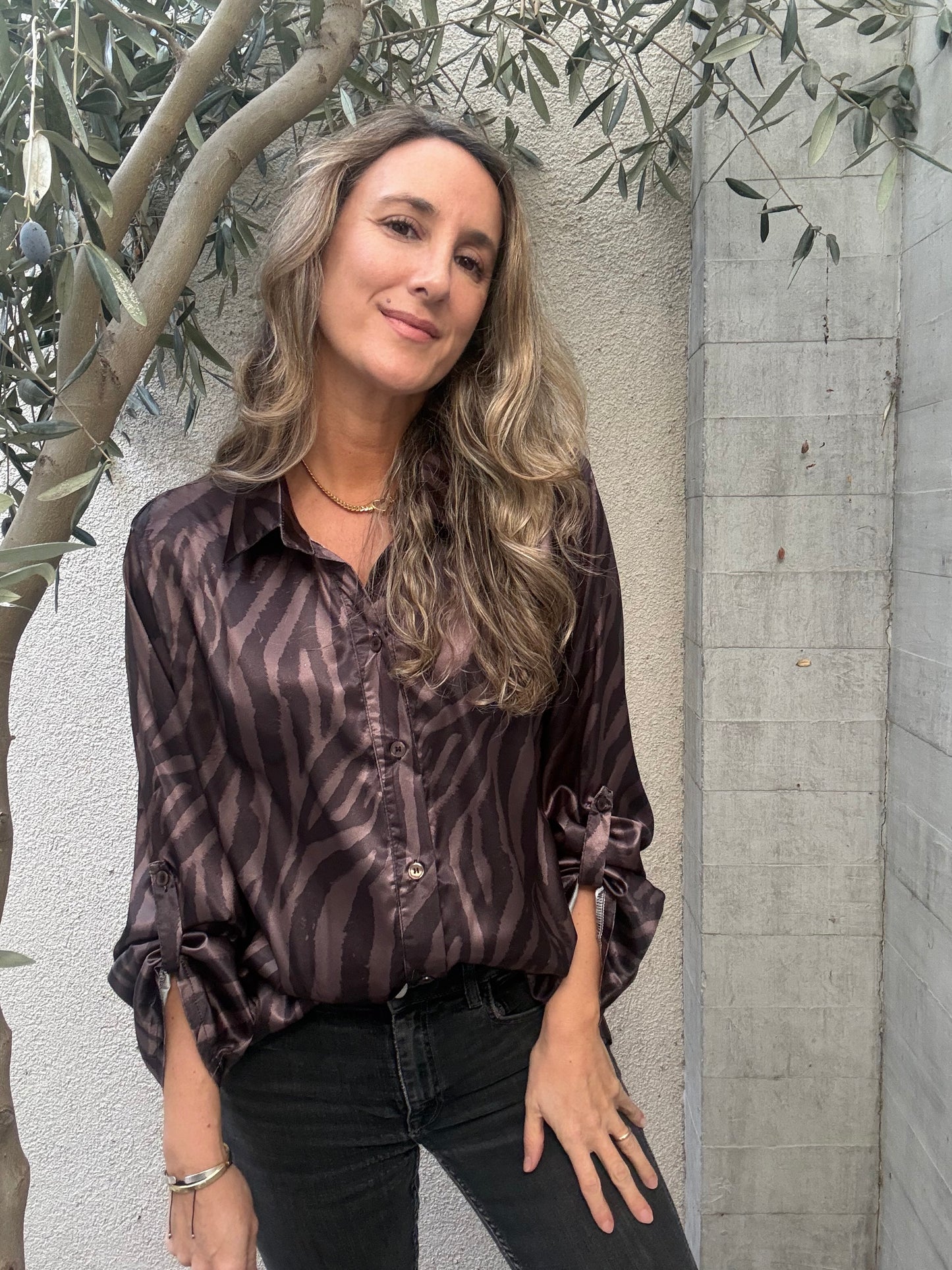 Blusa cebra gris morado