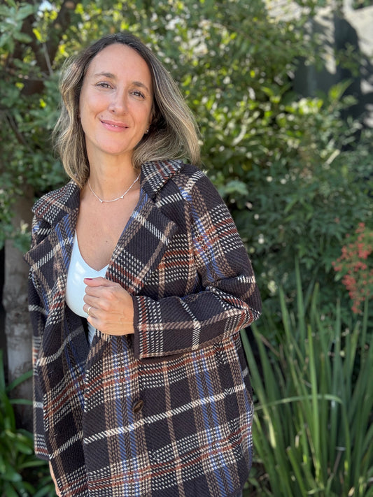 Chaqueta escocesa café