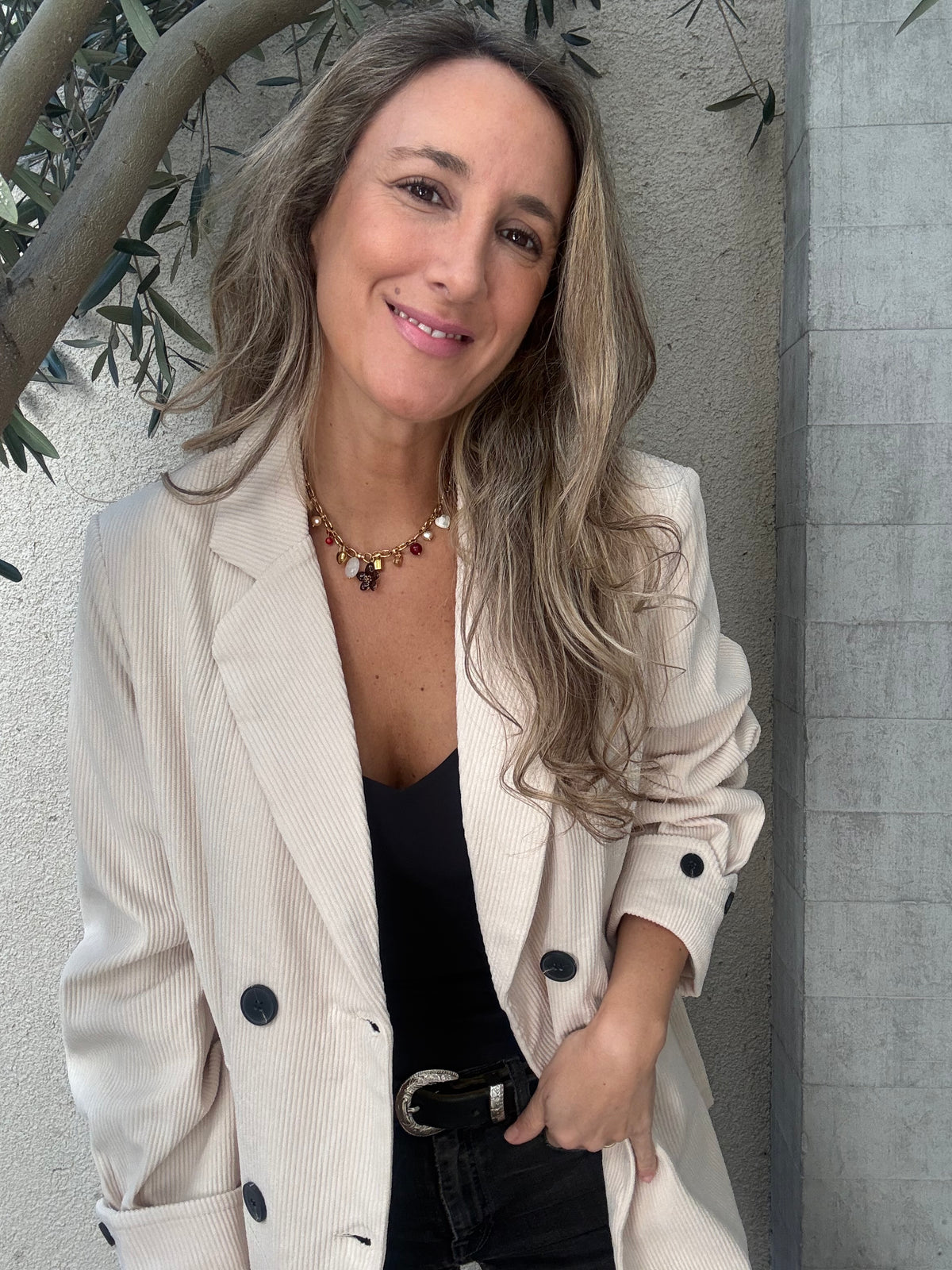 Blazer cotele crudo
