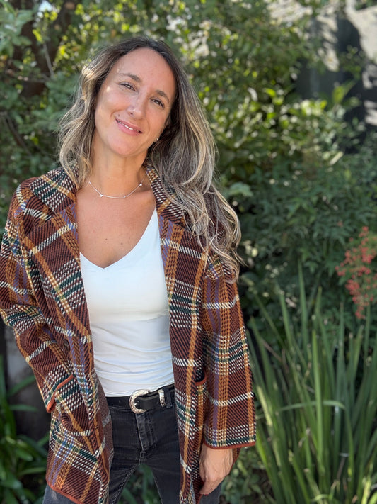 Chaqueta escocesa ladrillo