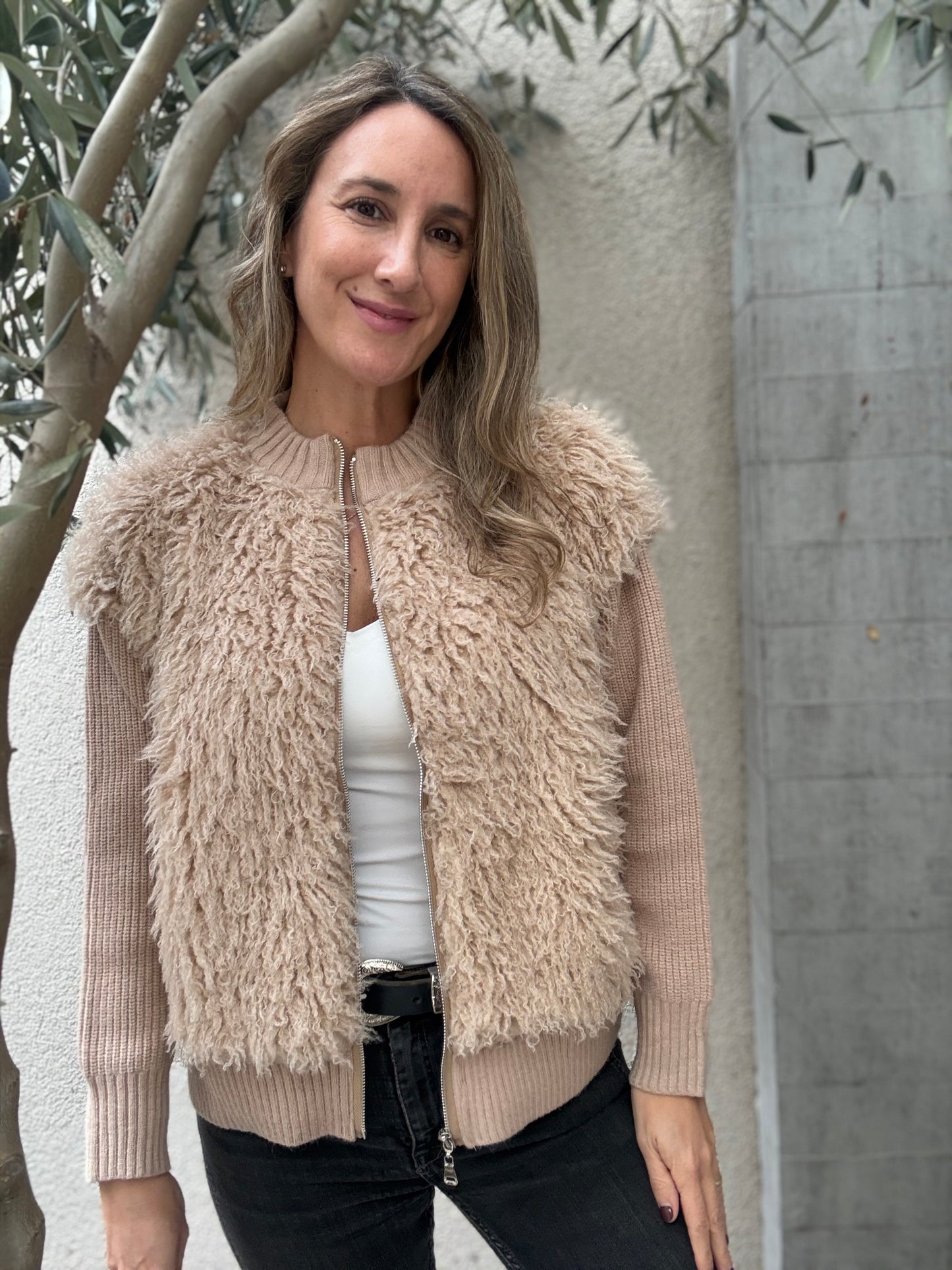 Chaleco Peludo Camel