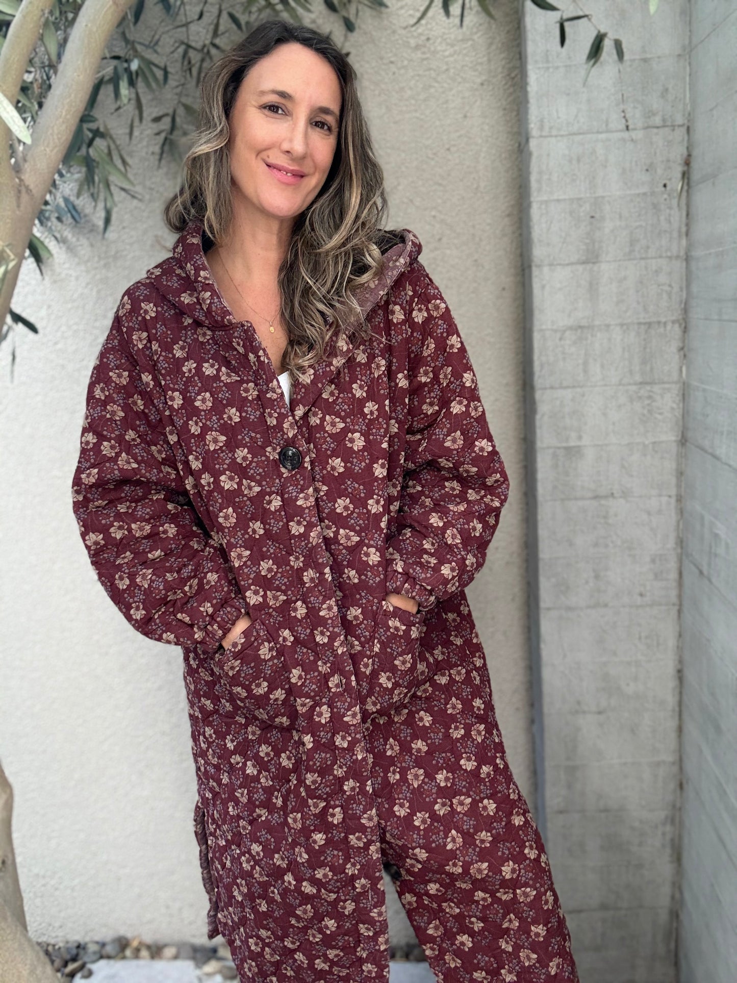 Chaqueta Larga Gioco burdeo