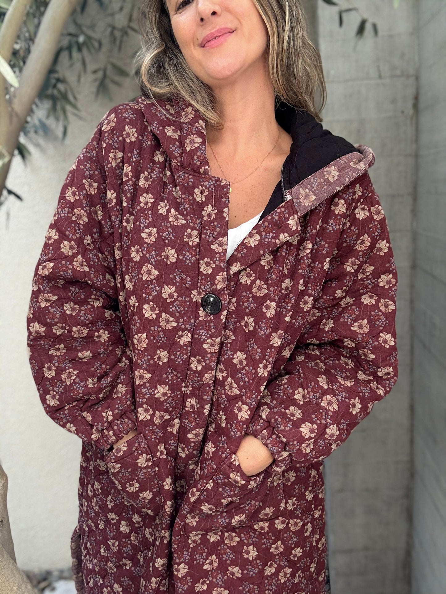 Chaqueta Larga Gioco burdeo