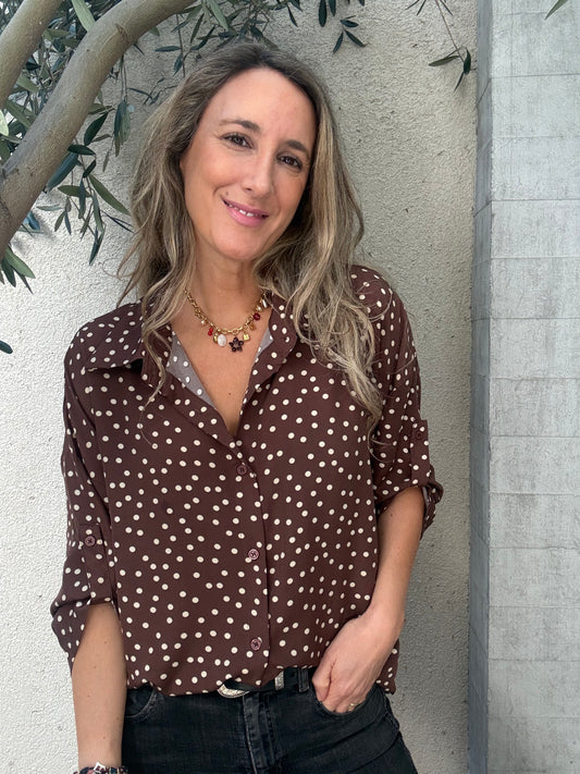 Blusa new lunares café