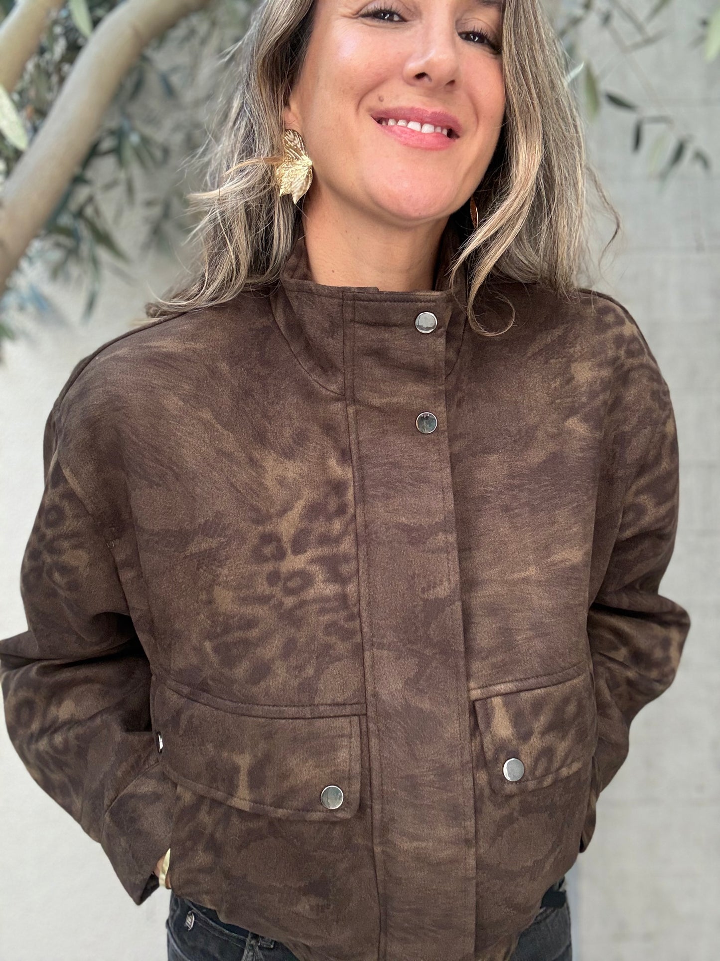 Chaqueta Toledo print café verdoso