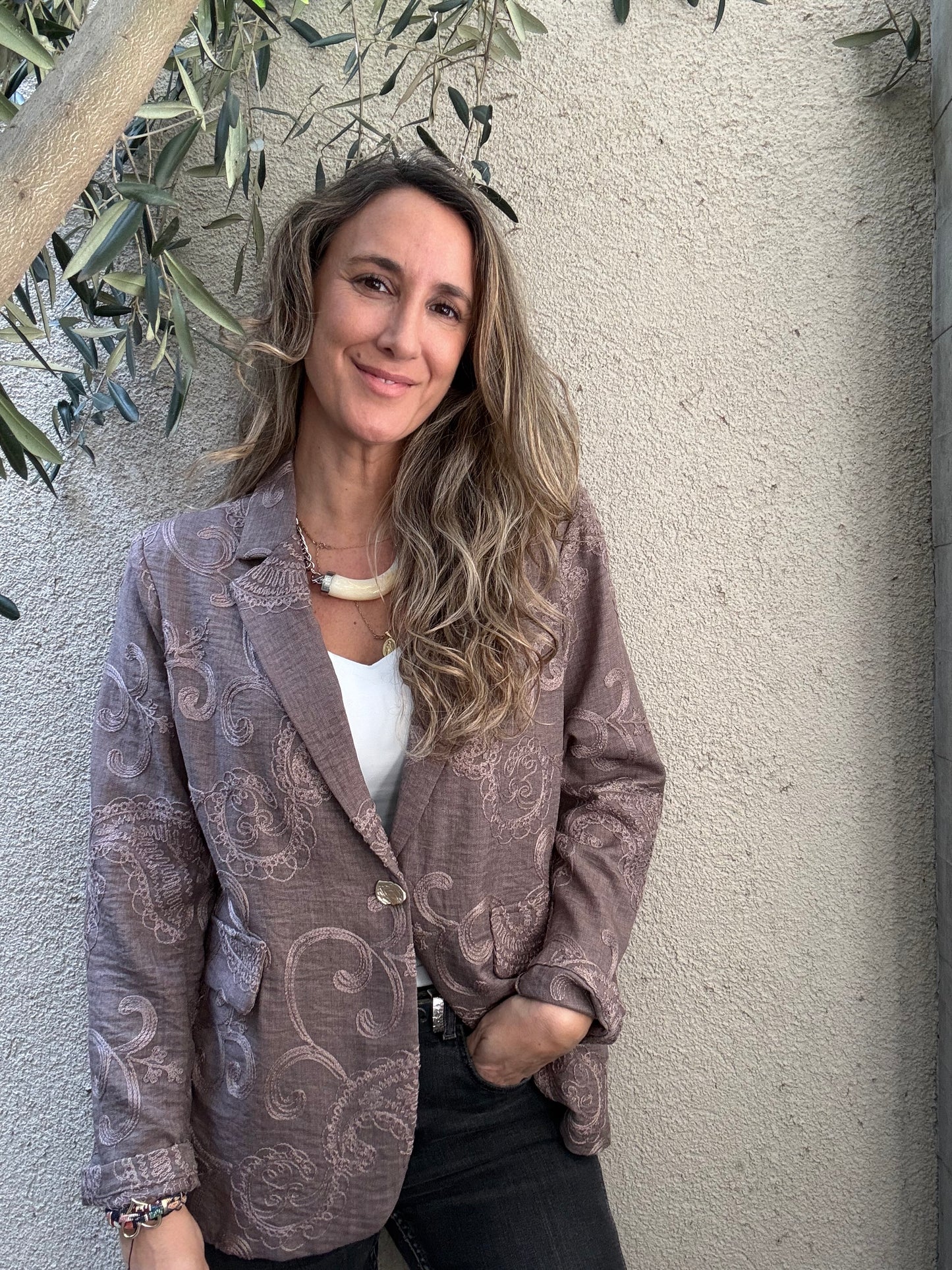 Blazer bordado moro/malva