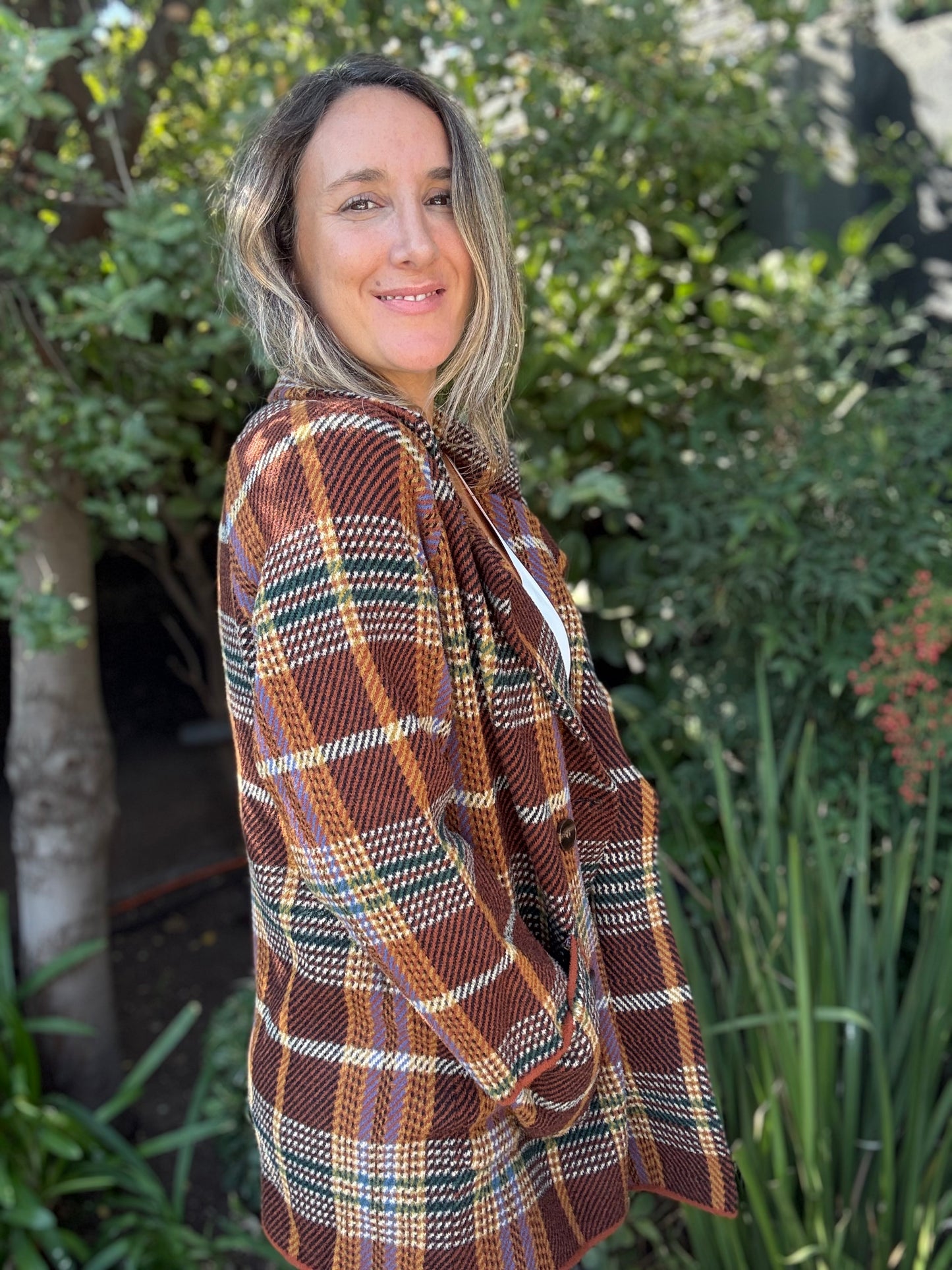 Chaqueta escocesa ladrillo