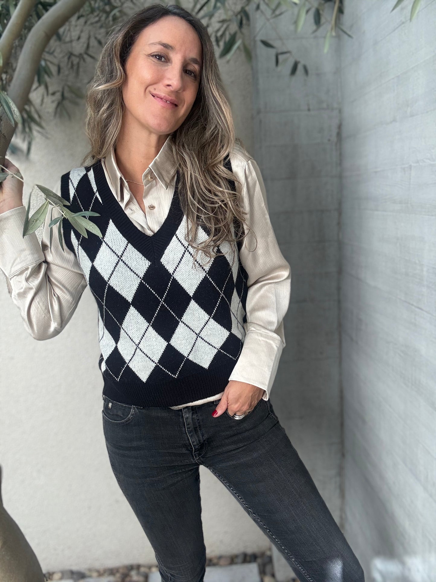 Sweater sin manga rombo