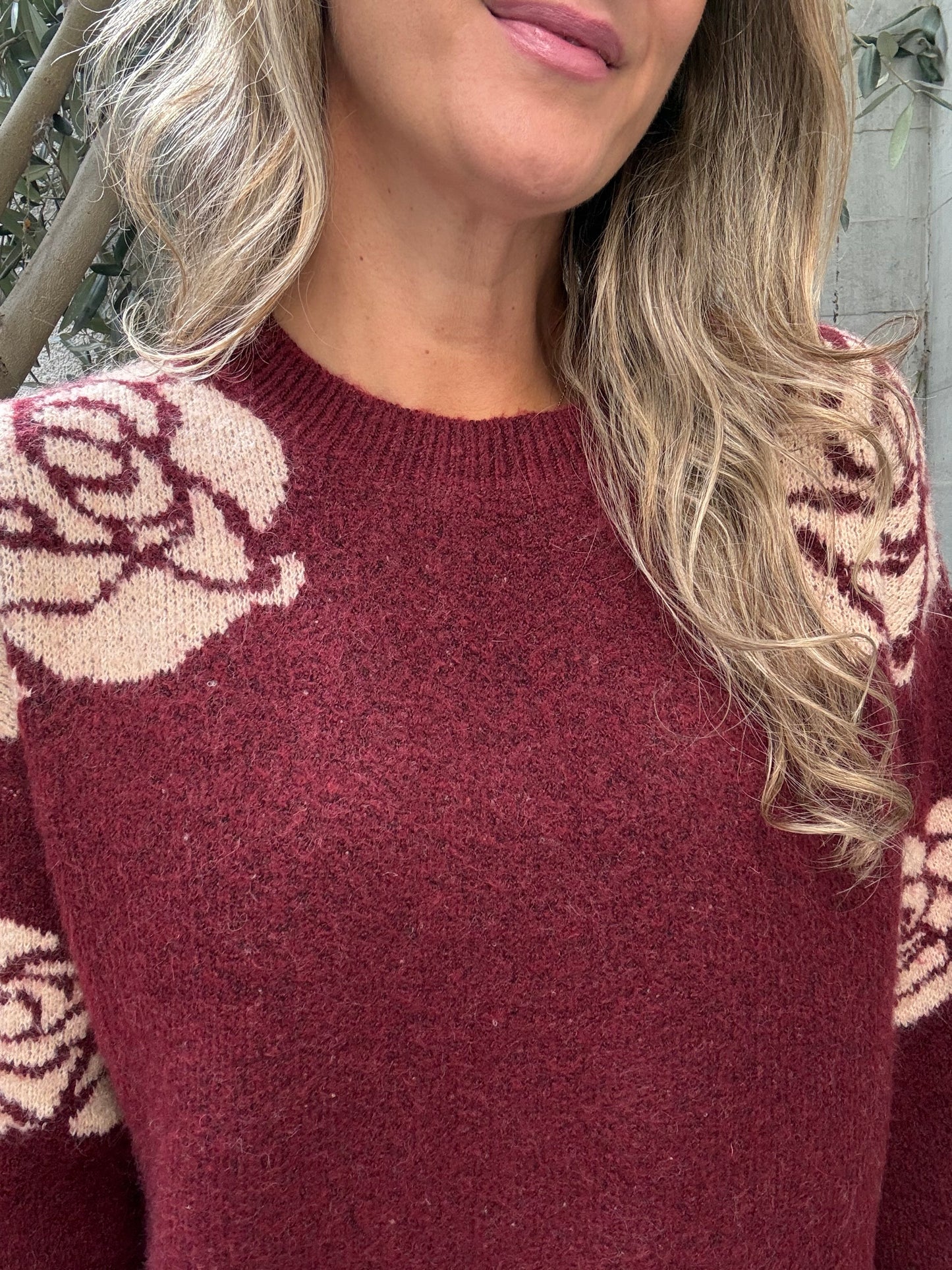 Sweater Flor Burdeo