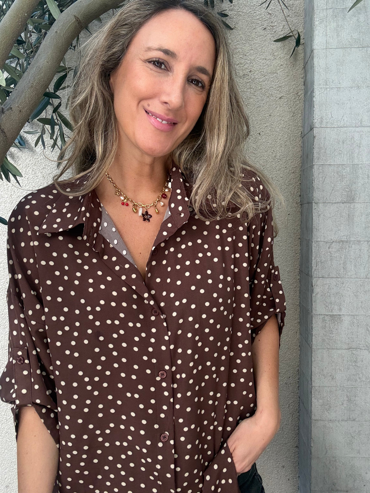 Blusa new lunares café