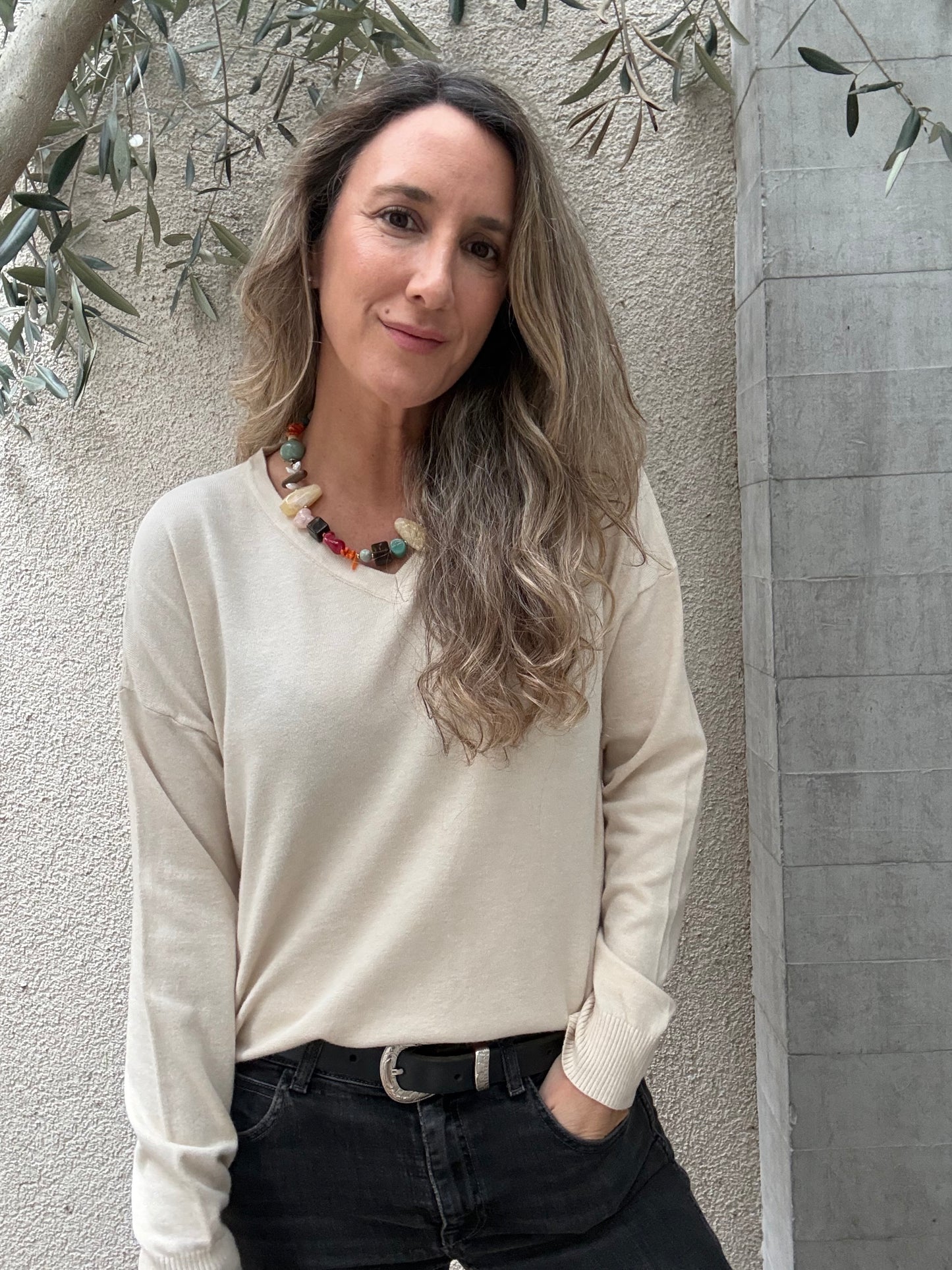 Sweater básico Barceloneta beige