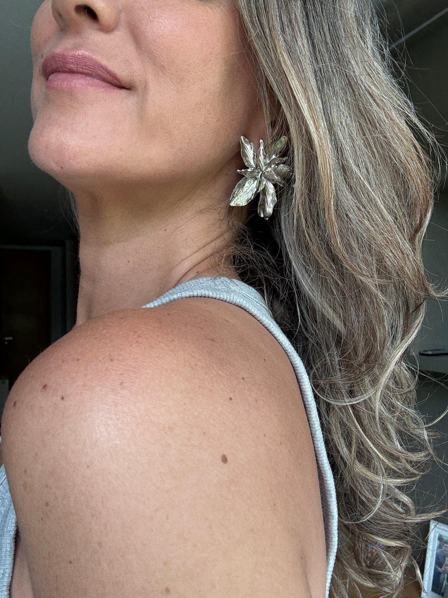 Aros Maxxi Flor plateados