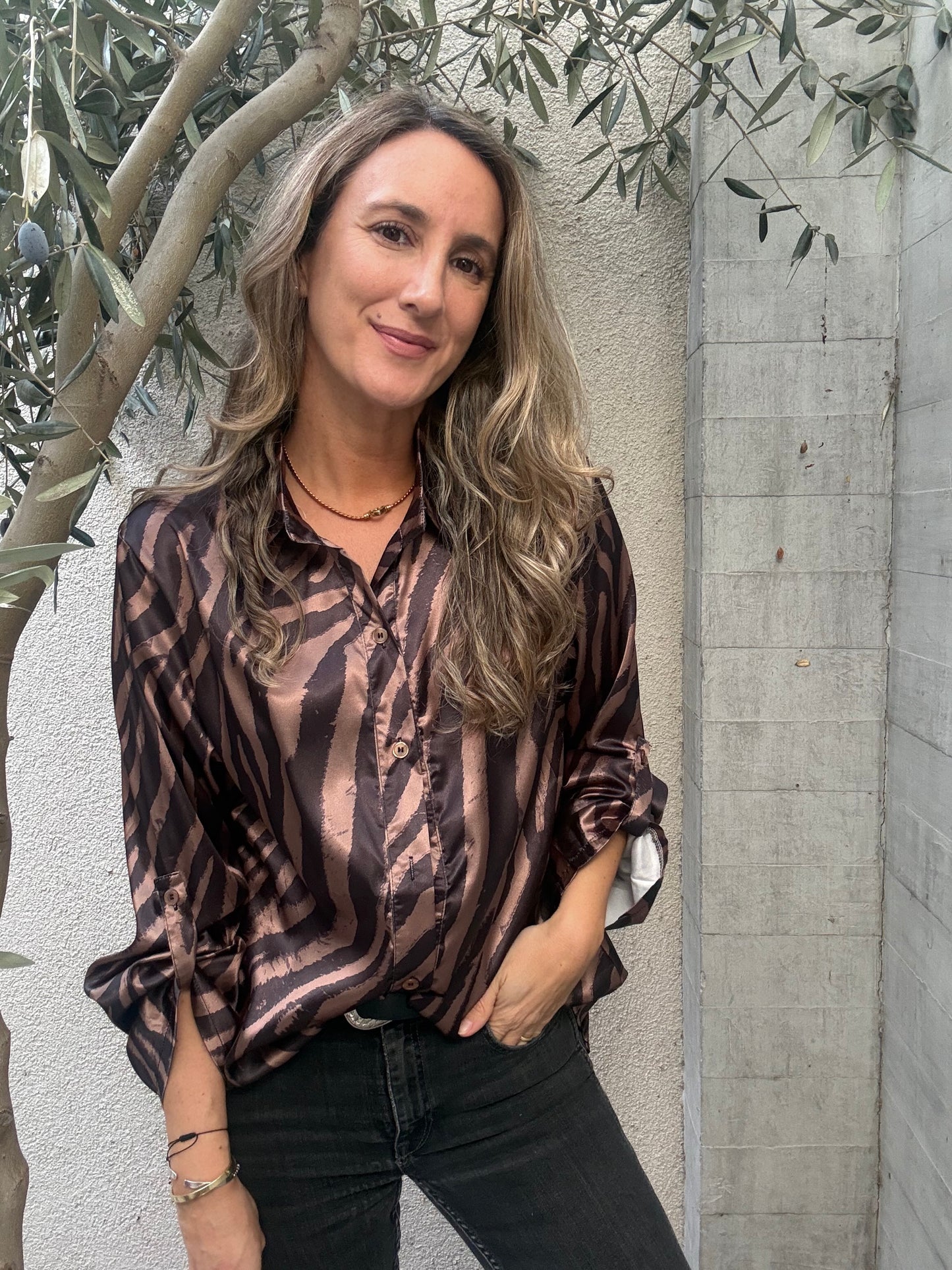 Blusa cebra camel