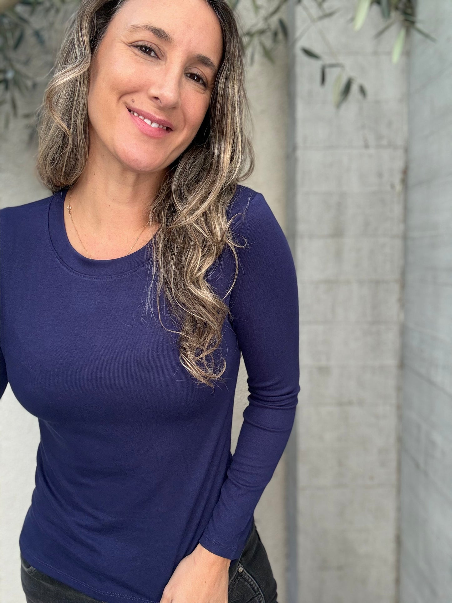 Polera algodón azul