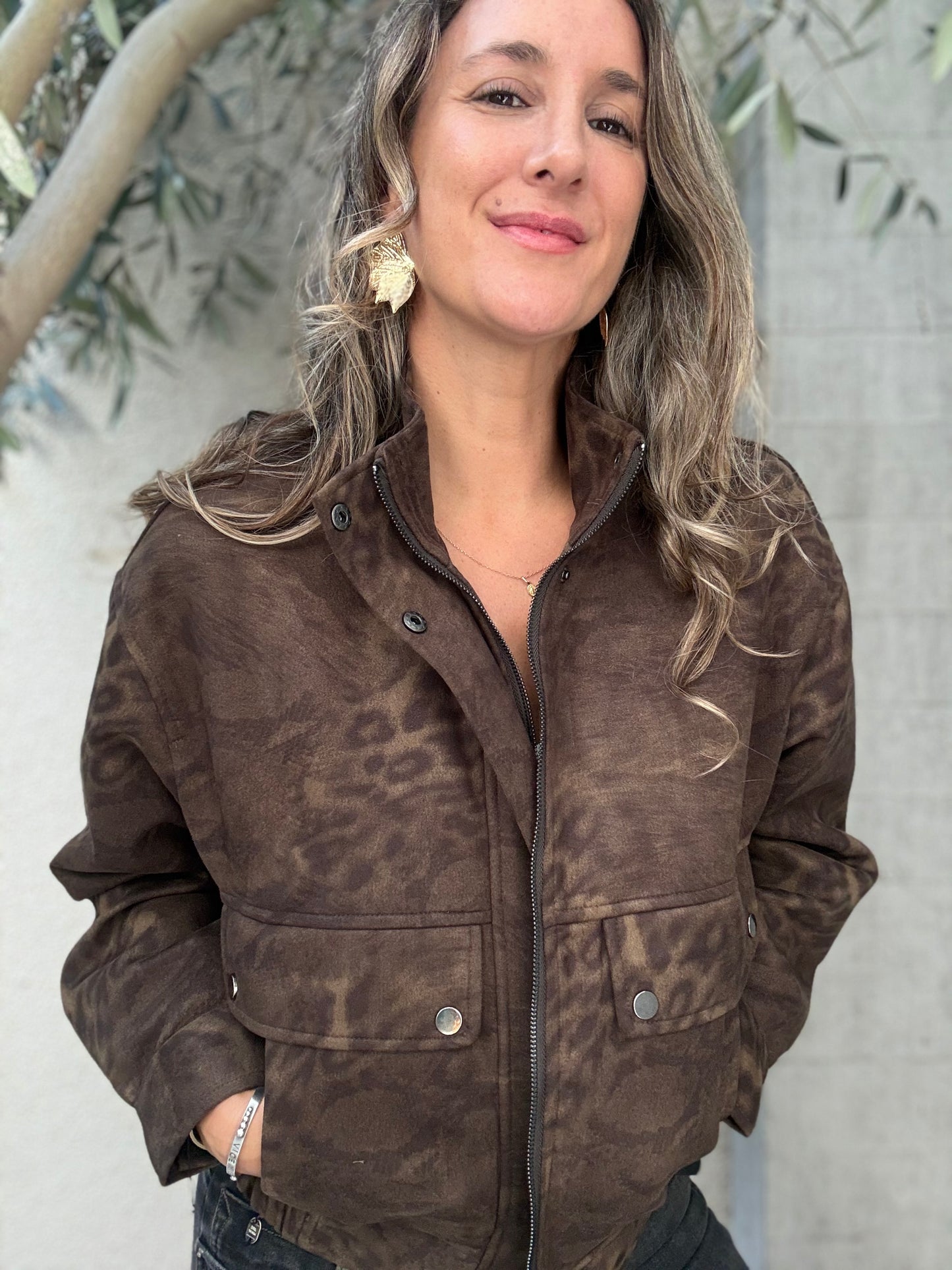Chaqueta Toledo print café verdoso