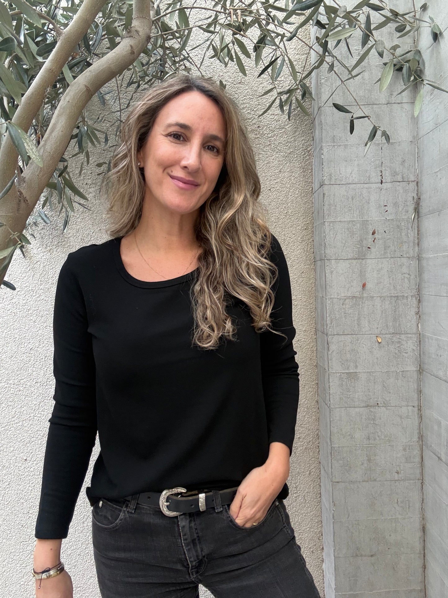 Polera simple microfibra negro