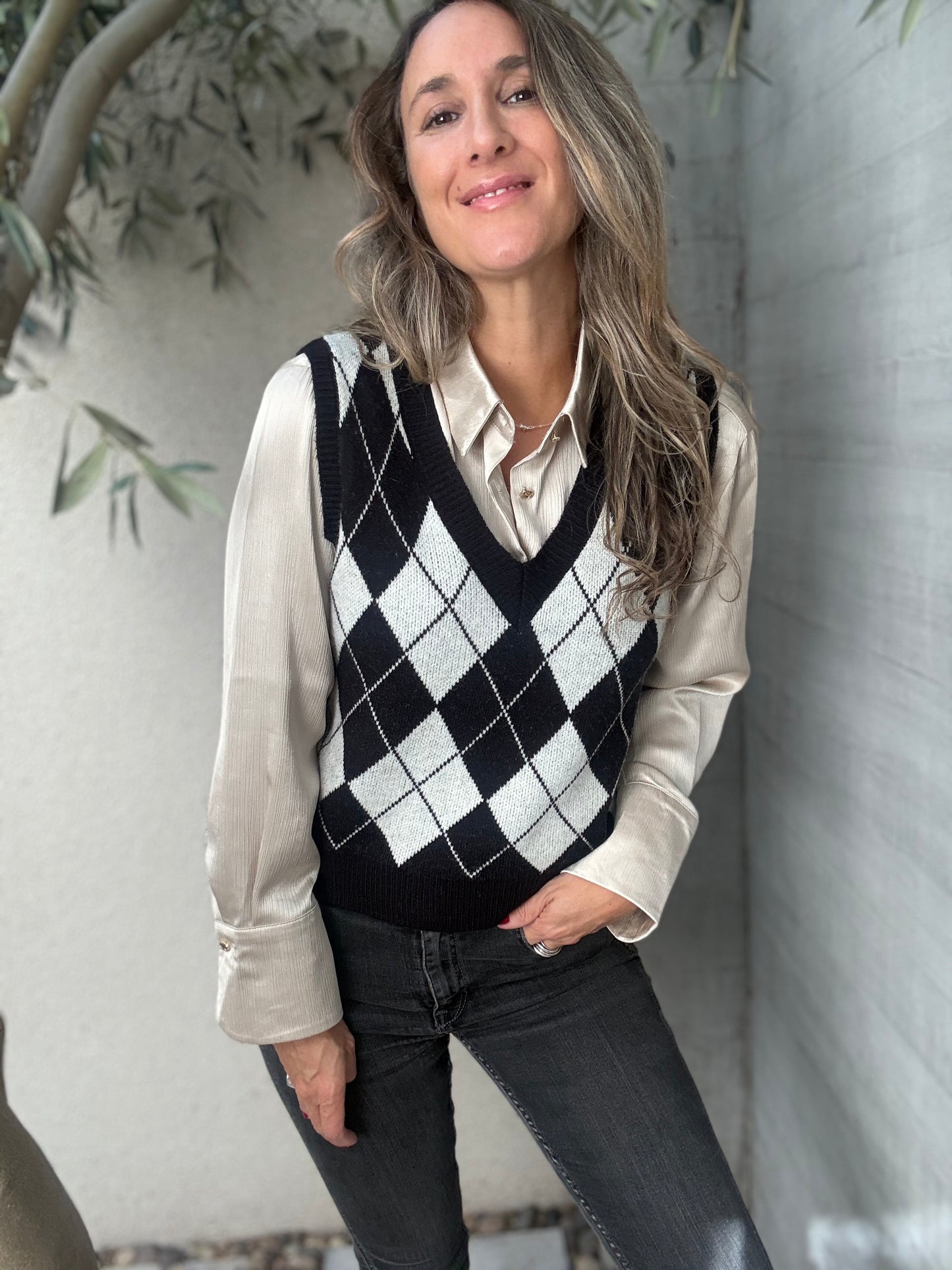 Sweater sin manga rombo