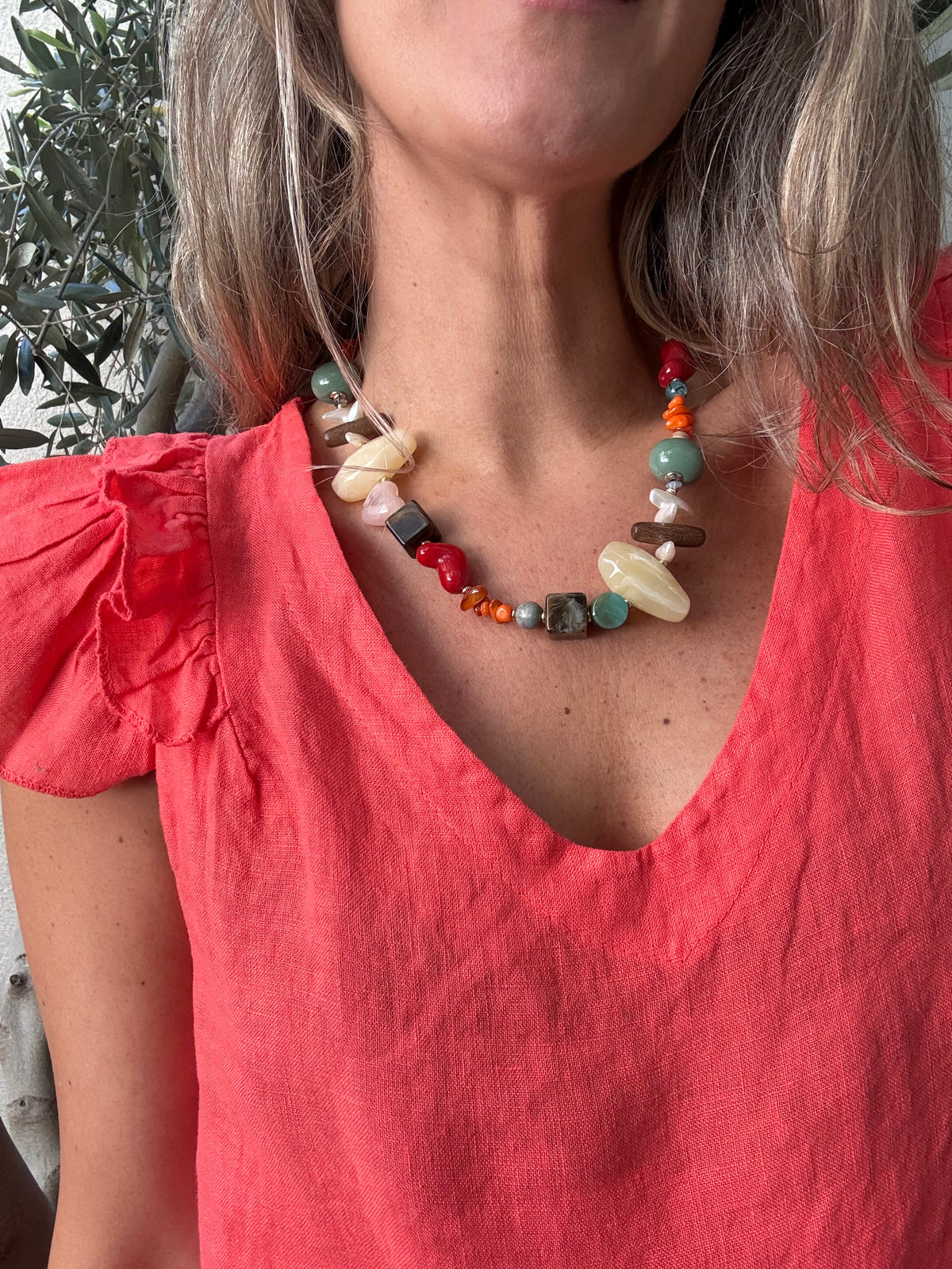 Blusa lino gallega coral